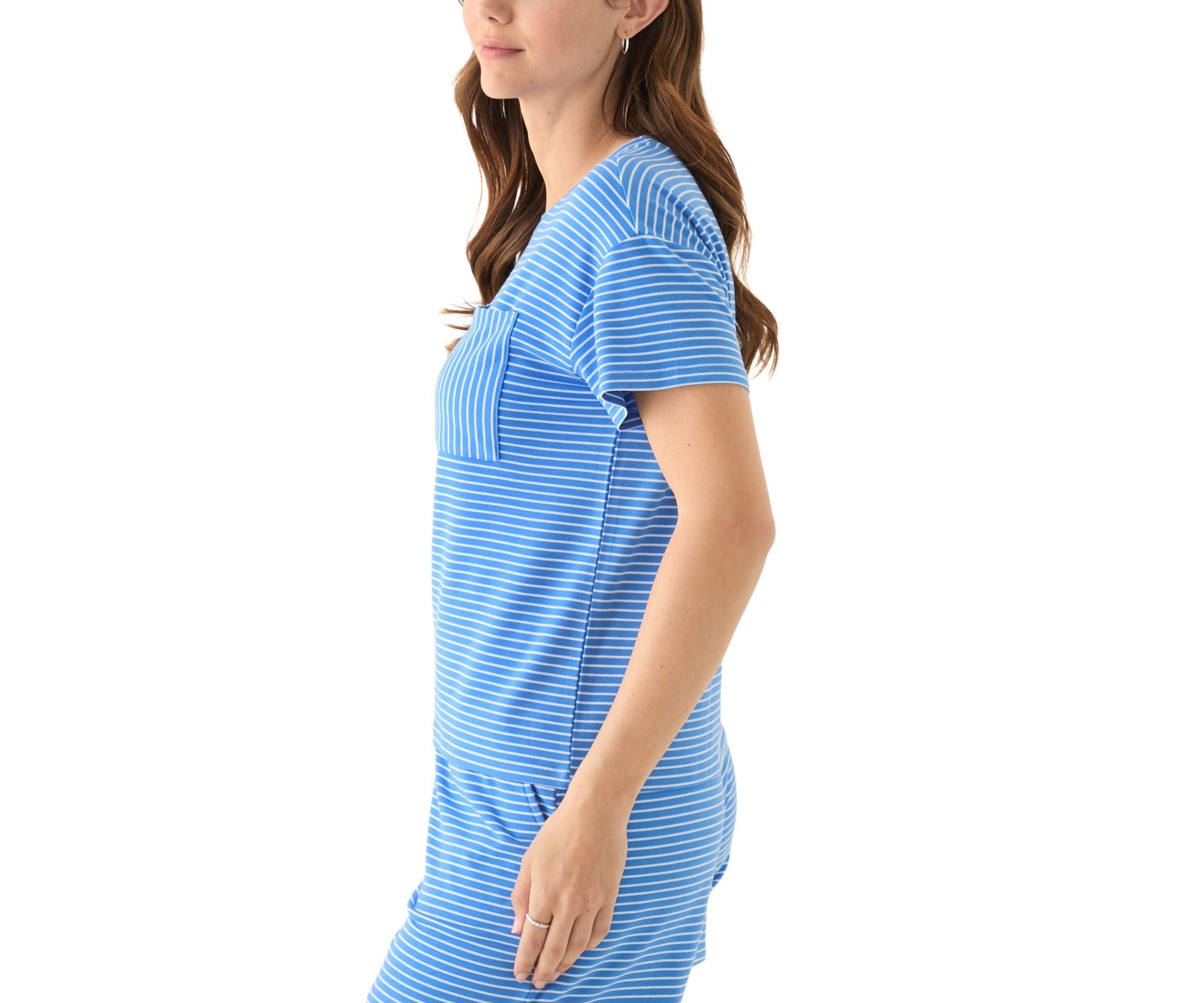 Womens Stripe Pocket T-Shirt