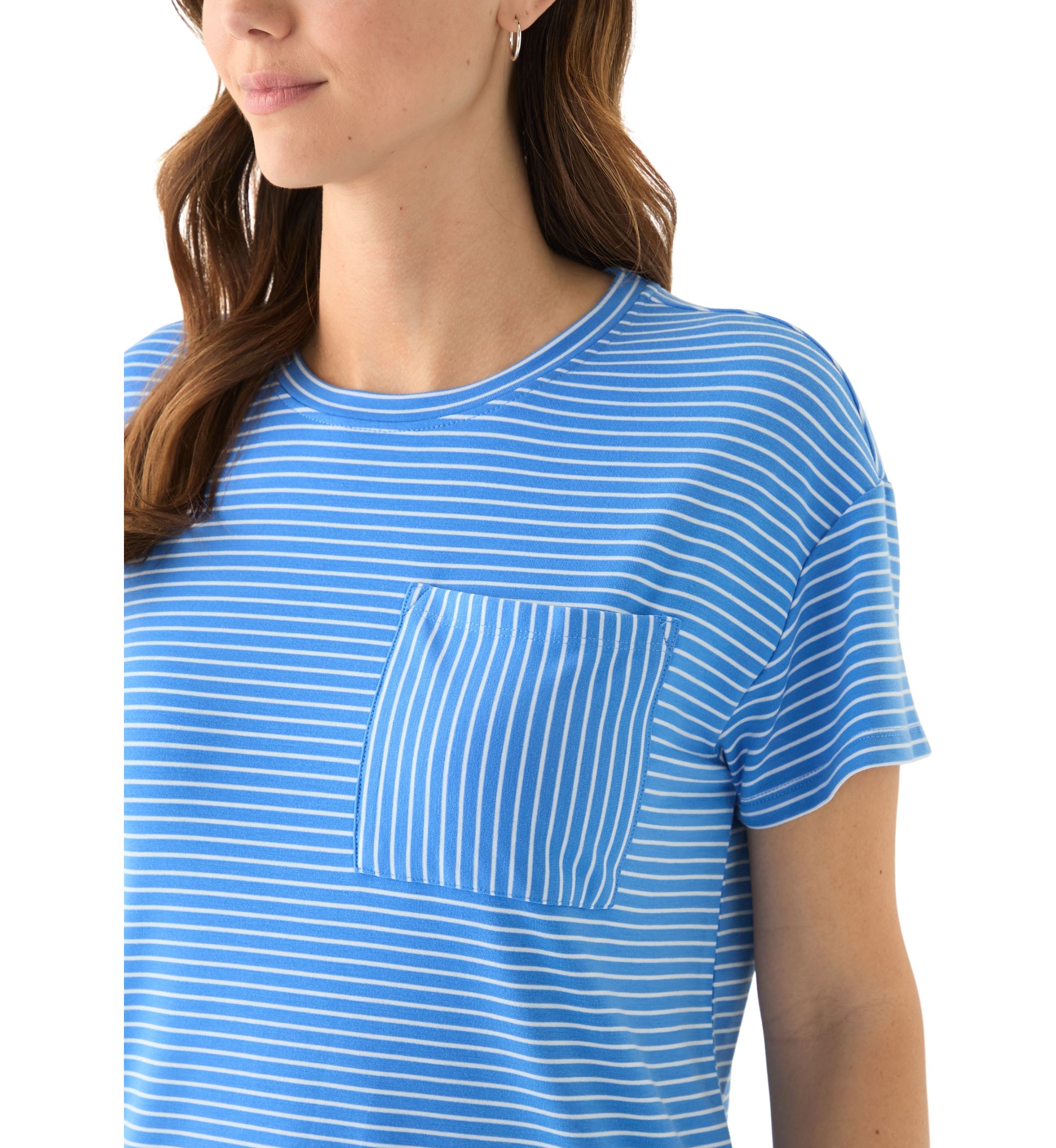 Womens Stripe Pocket T-Shirt