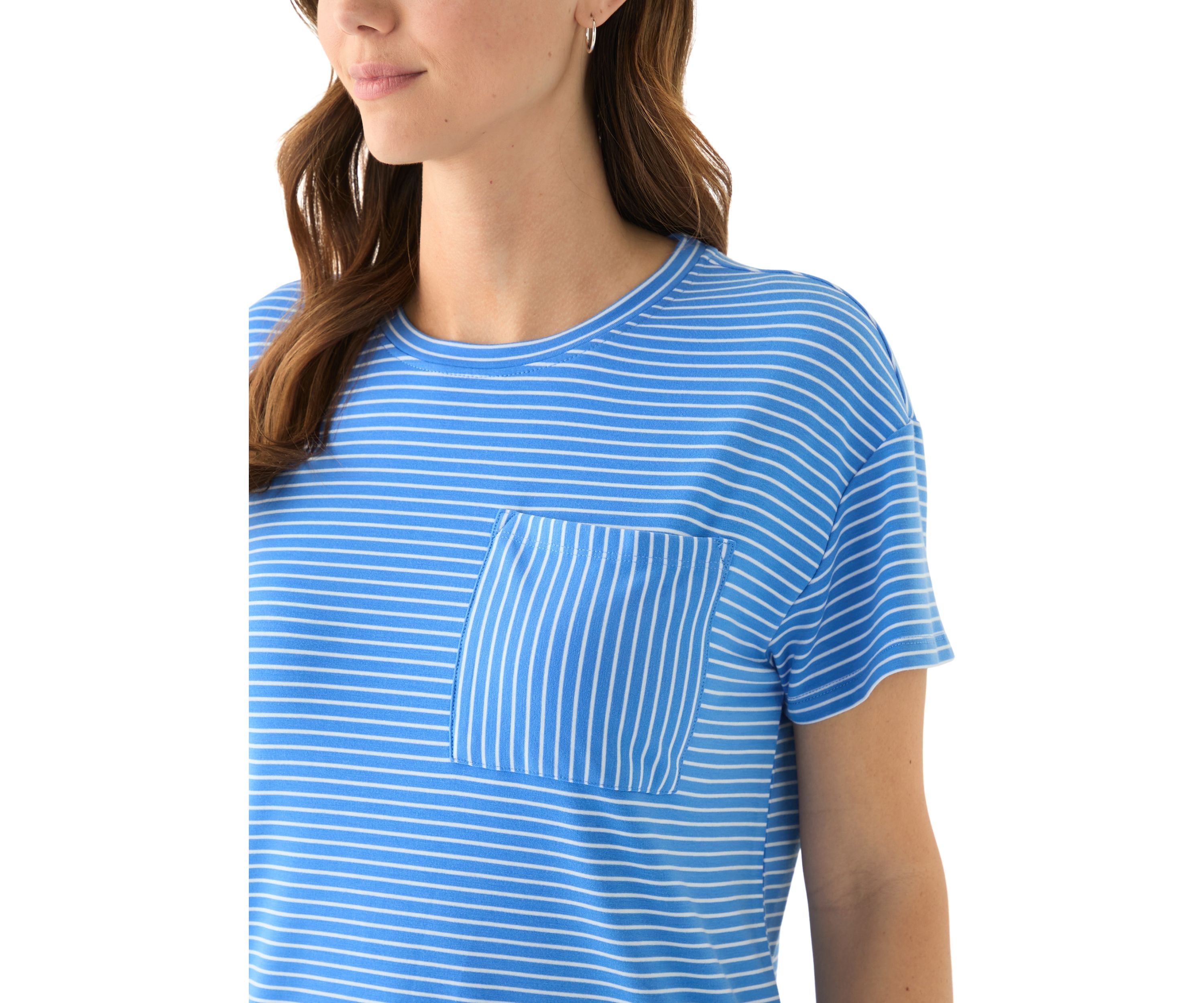 Womens Stripe Pocket T-Shirt