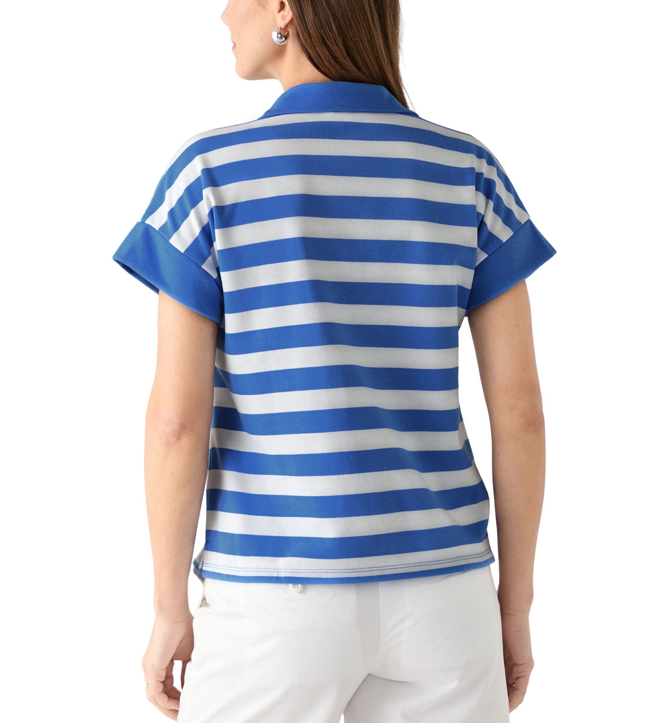 Womens Johnny Collar Stripe Shirt