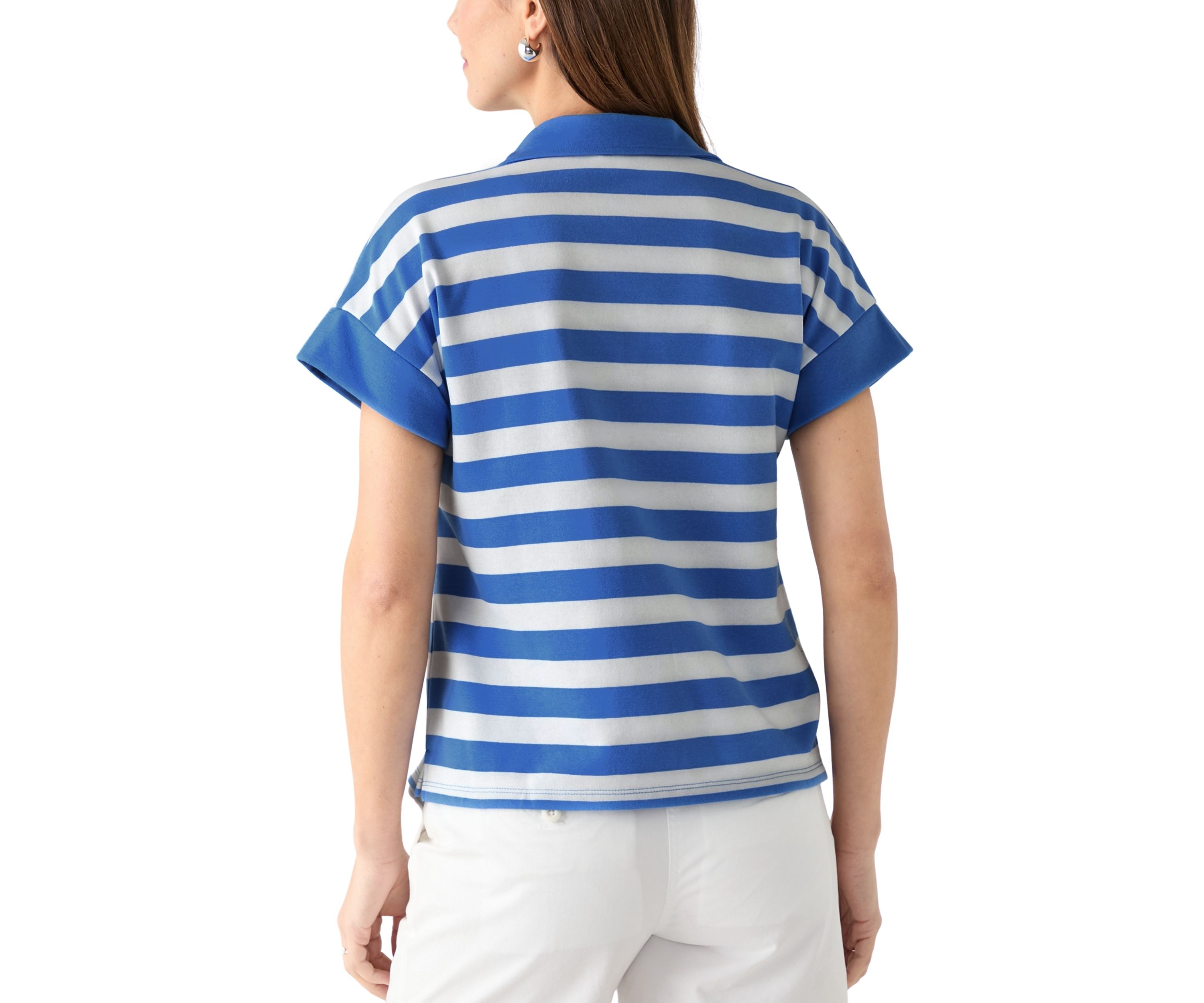 Womens Johnny Collar Stripe Shirt