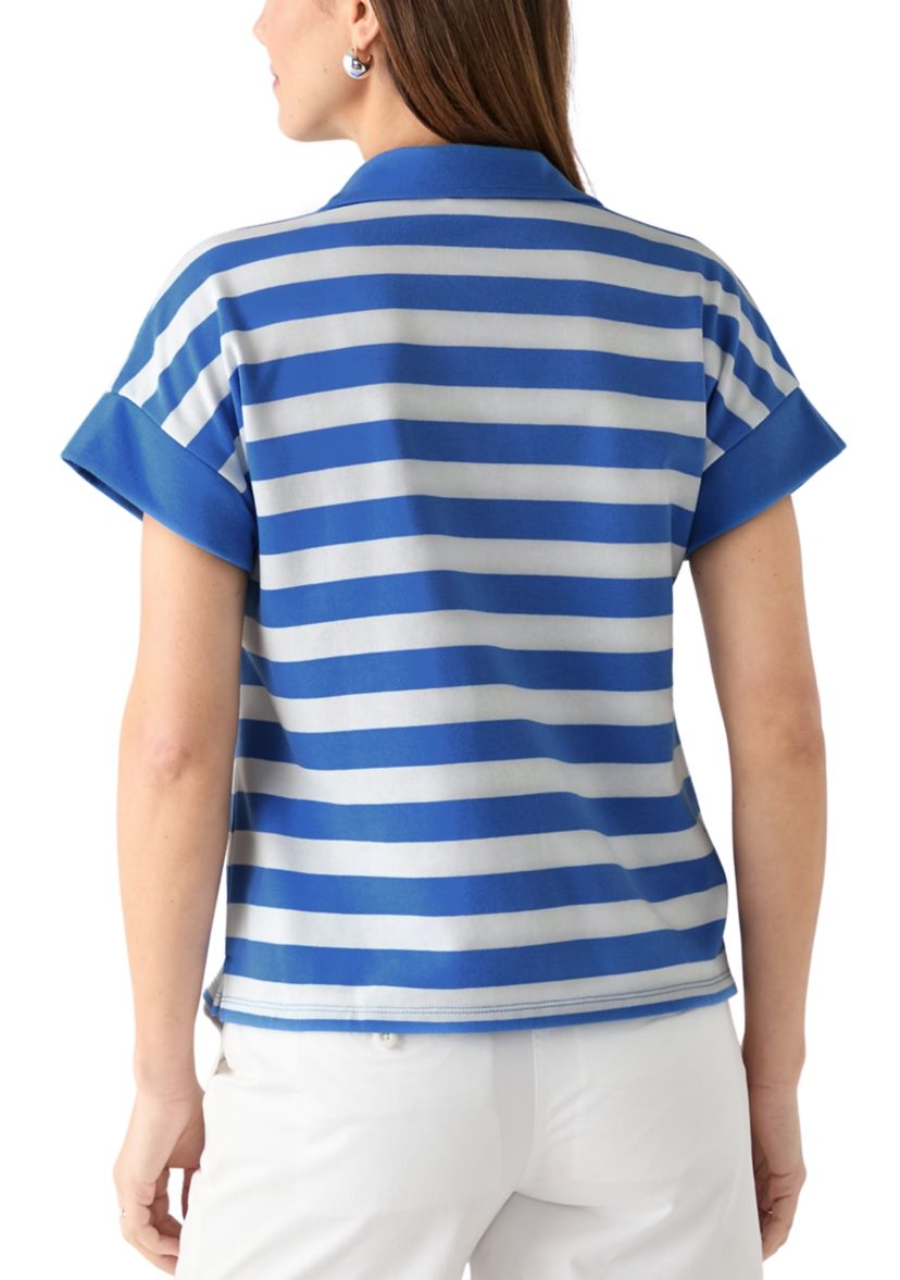 Womens Johnny Collar Stripe Shirt
