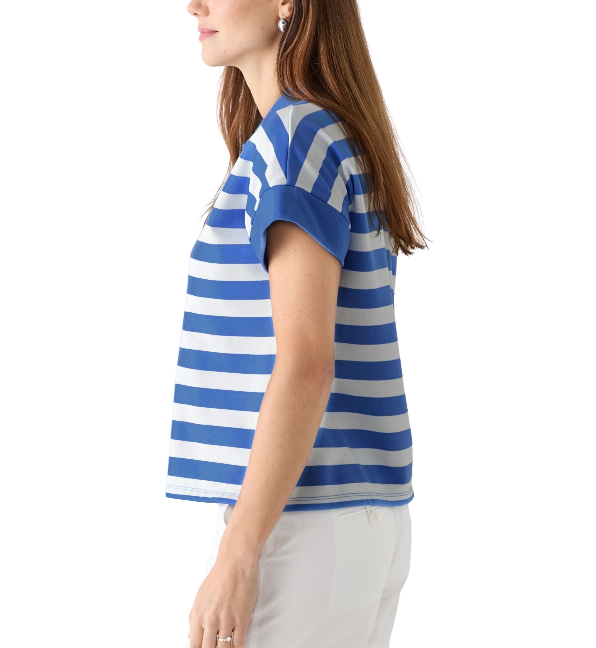 Womens Johnny Collar Stripe Shirt