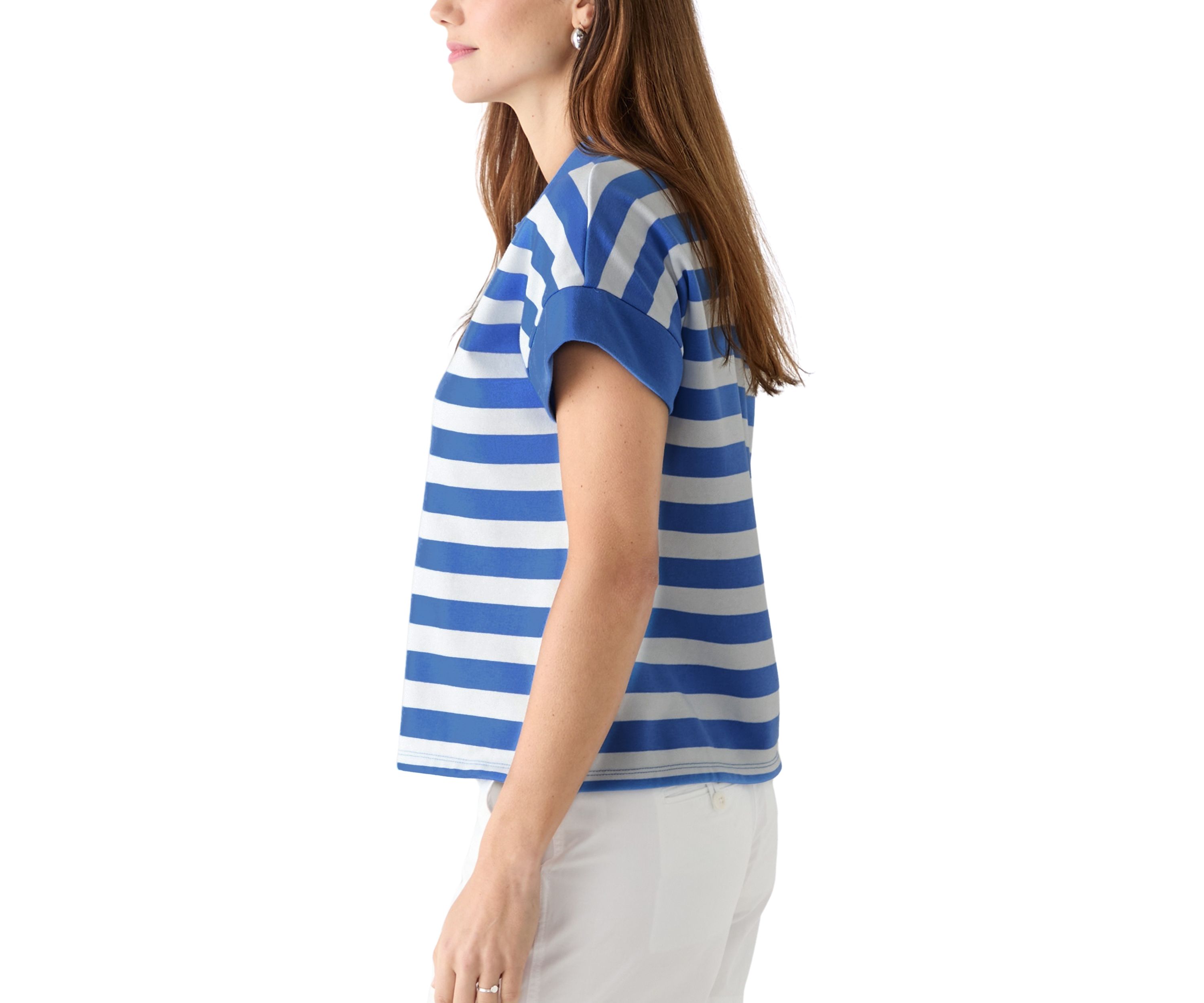 Womens Johnny Collar Stripe Shirt