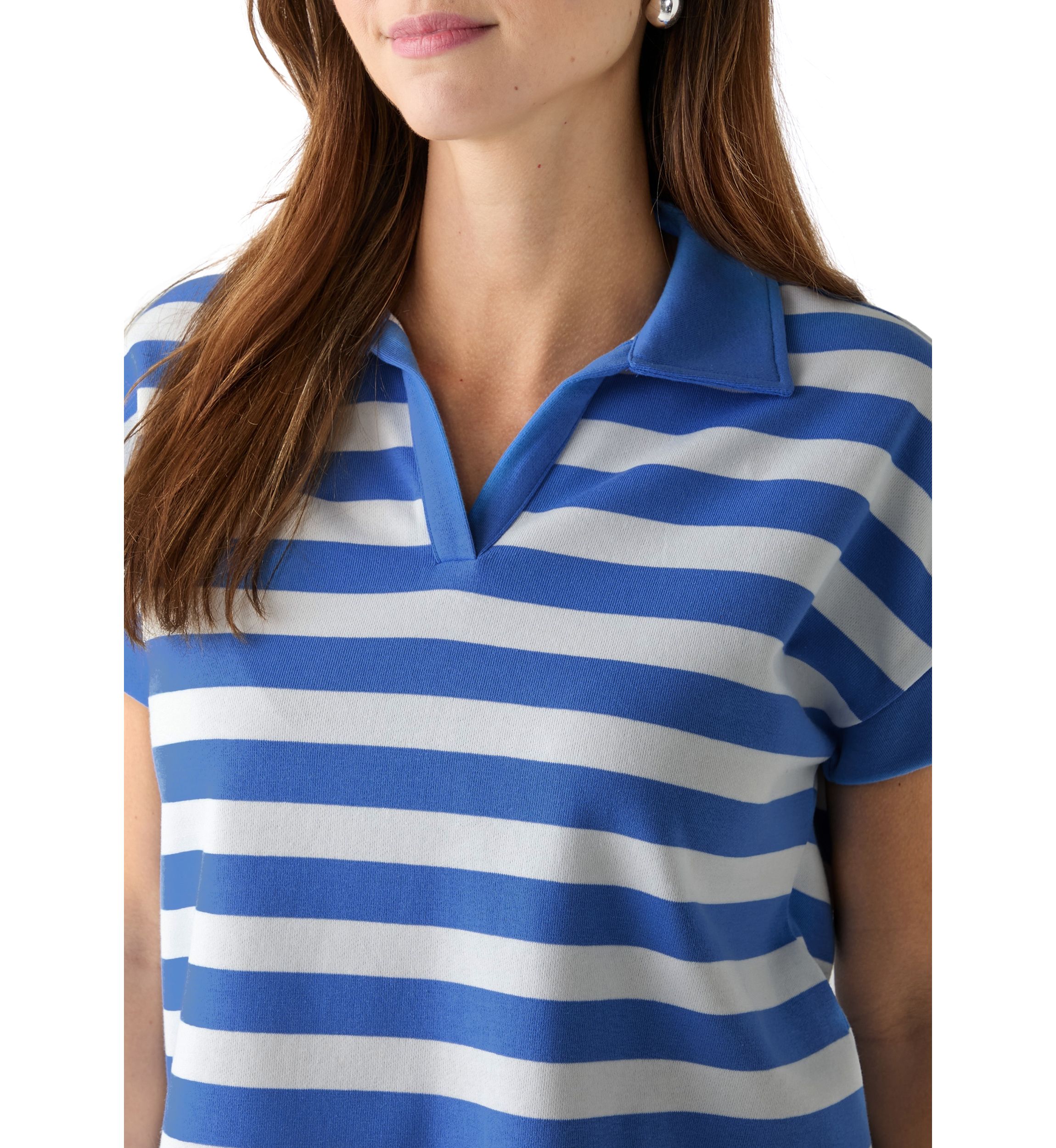 Womens Johnny Collar Stripe Shirt