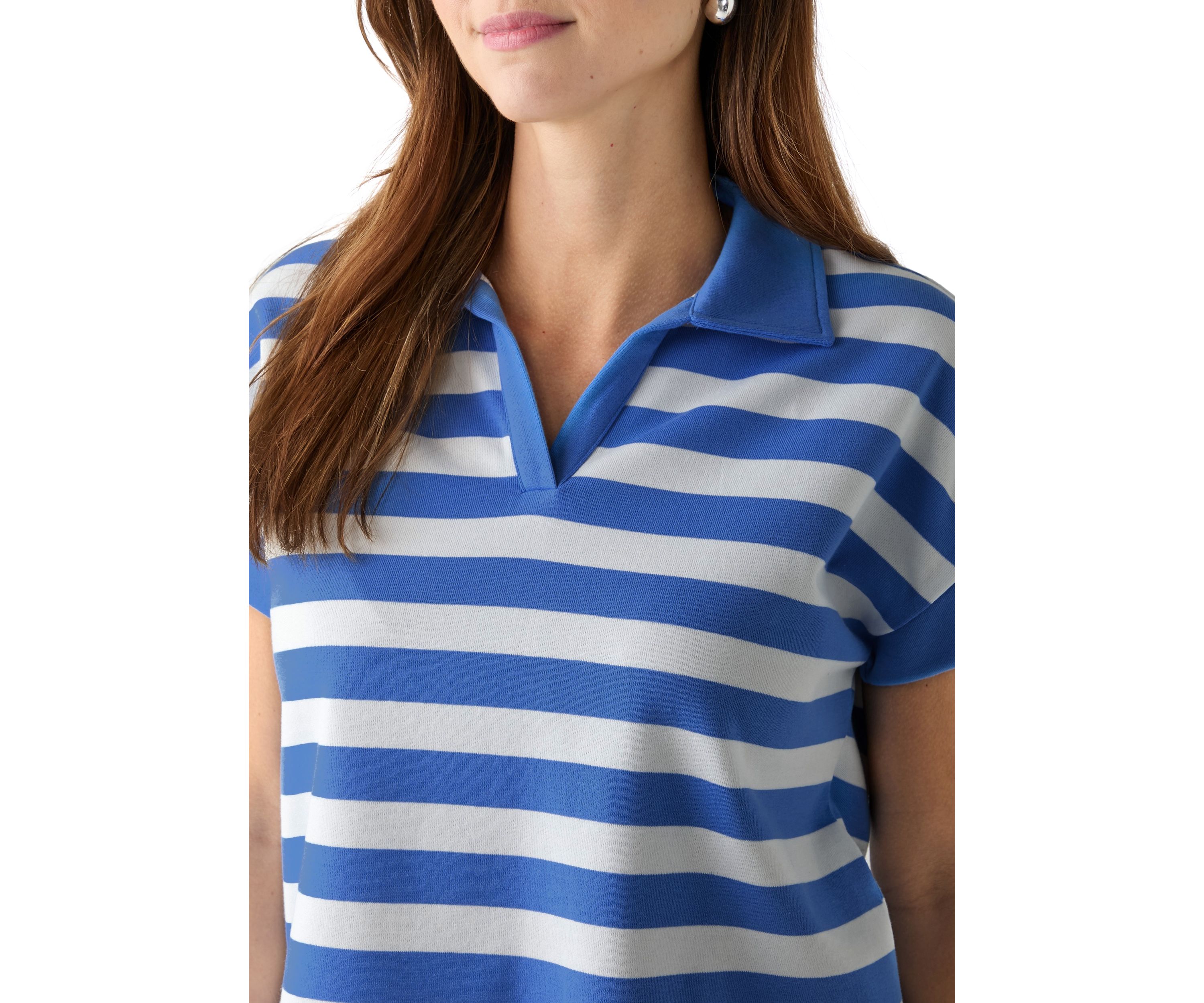 Womens Johnny Collar Stripe Shirt