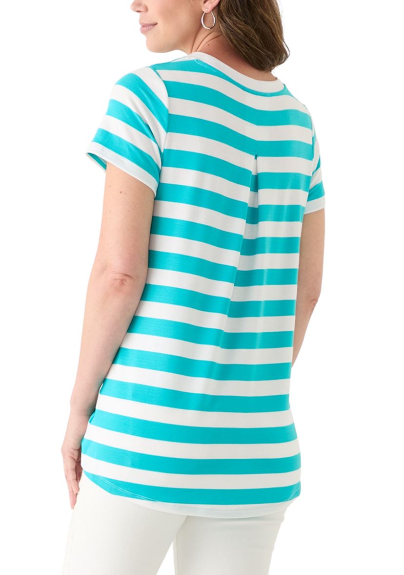Womens Short Sleeve Pleat Back T-Shirt