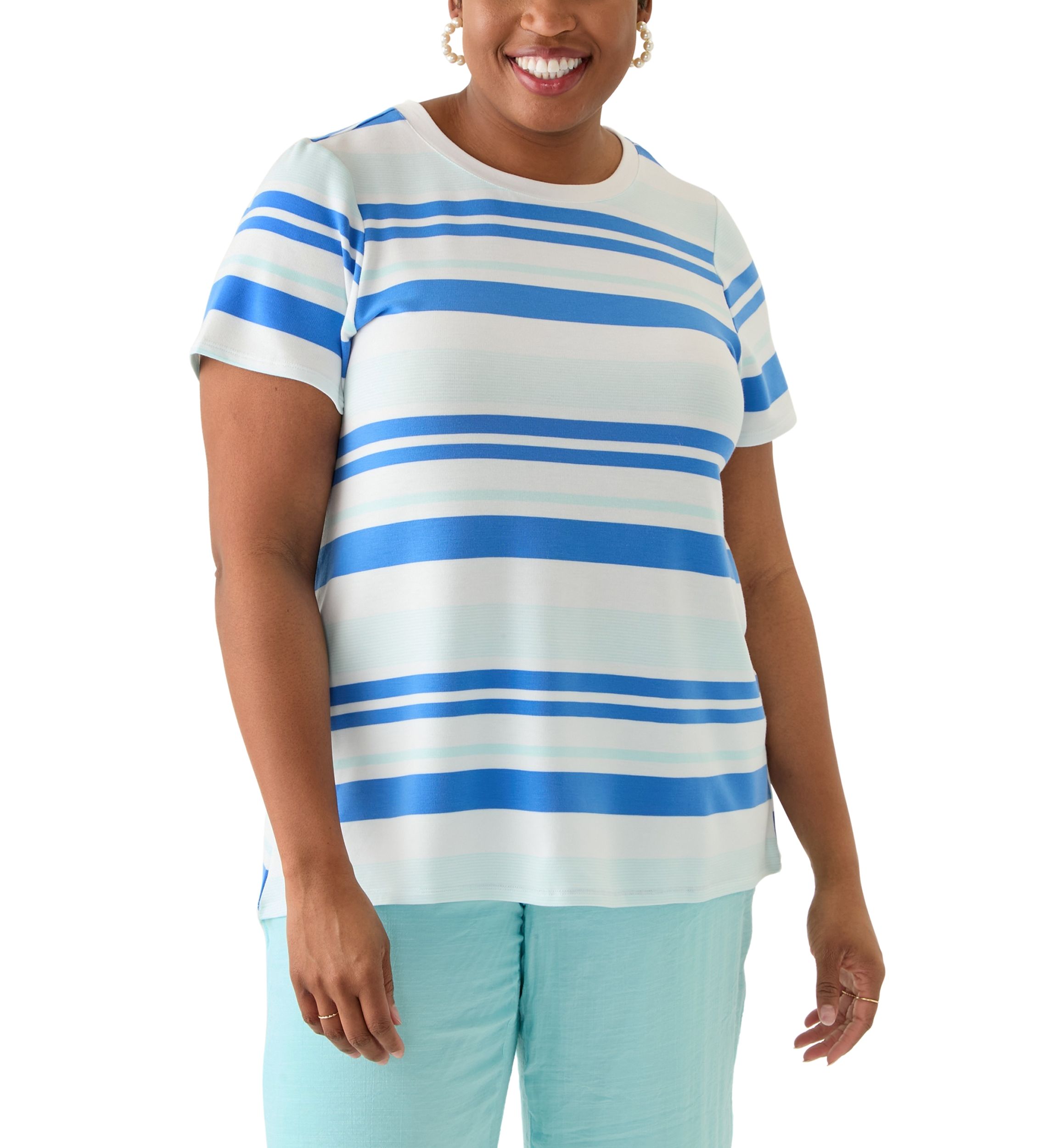 Plus Size Short Sleeve Pleat Back T-Shirt 