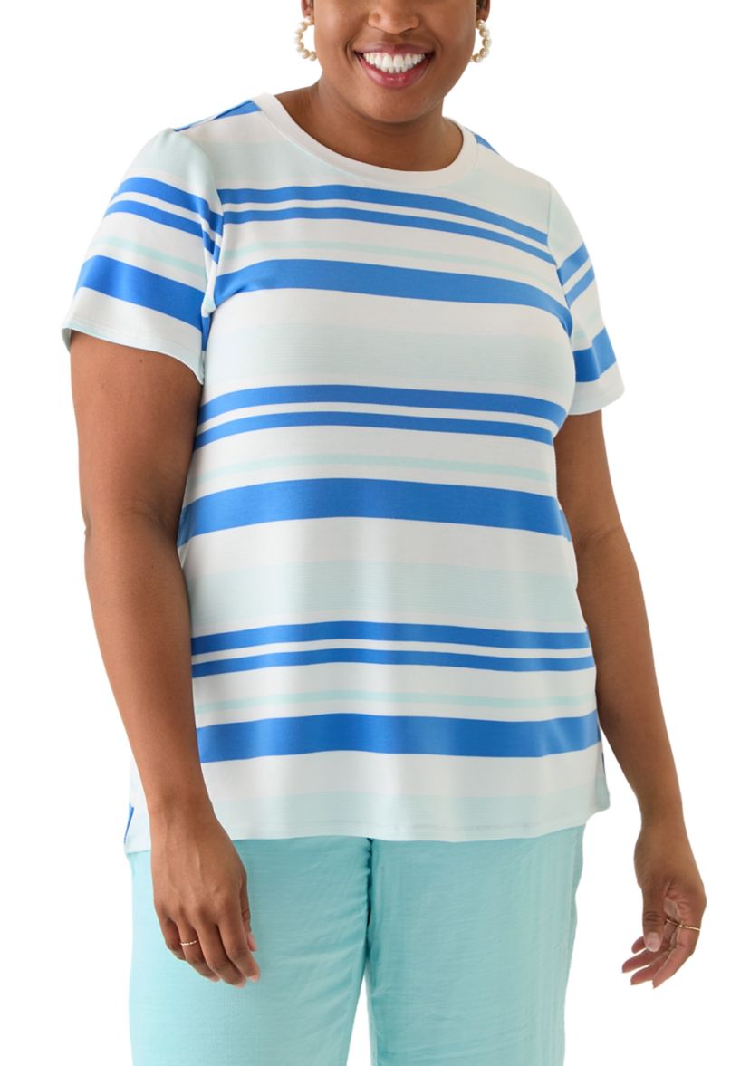 Plus Size Short Sleeve Pleat Back T-Shirt 