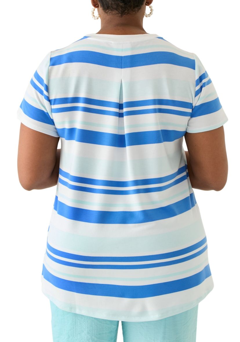 Plus Size Short Sleeve Pleat Back T-Shirt 