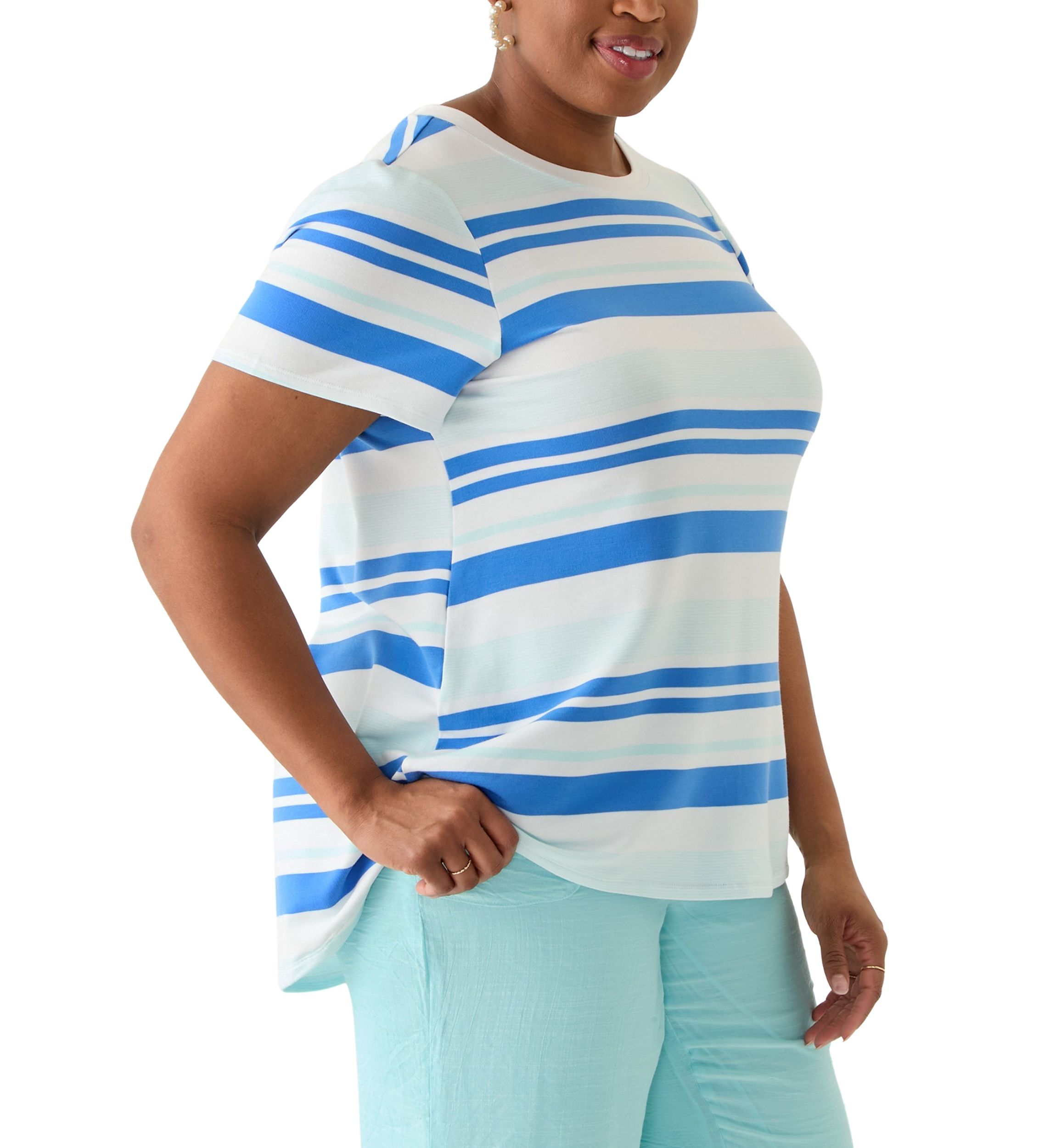 Plus Size Short Sleeve Pleat Back T-Shirt 