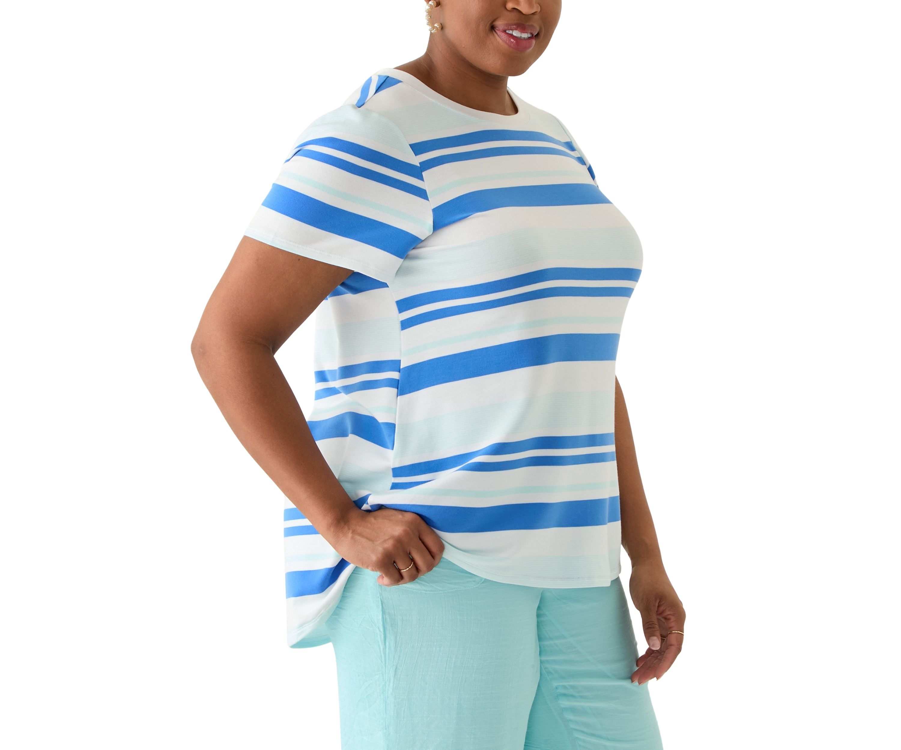 Plus Size Short Sleeve Pleat Back T-Shirt 
