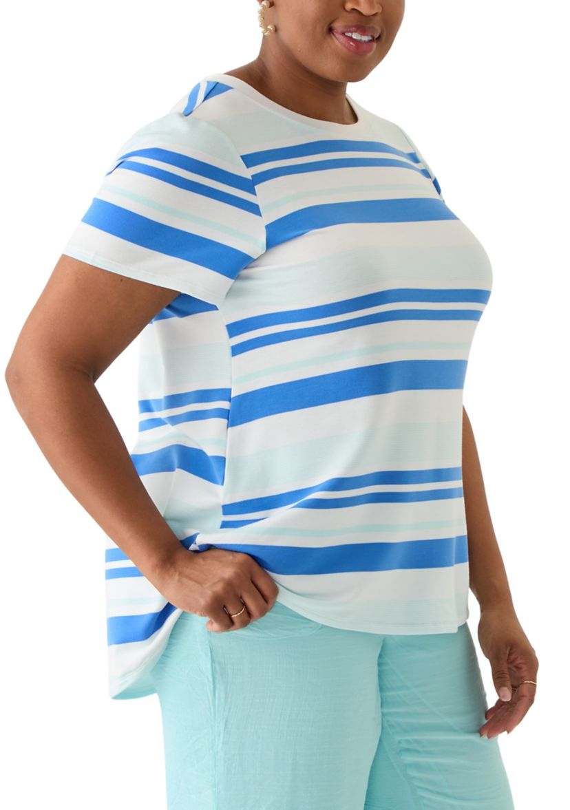 Plus Size Short Sleeve Pleat Back T-Shirt 