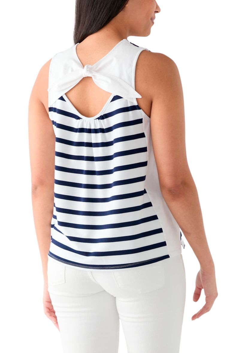 Womens Sleeveless Striped Baby Terry Tank Top
