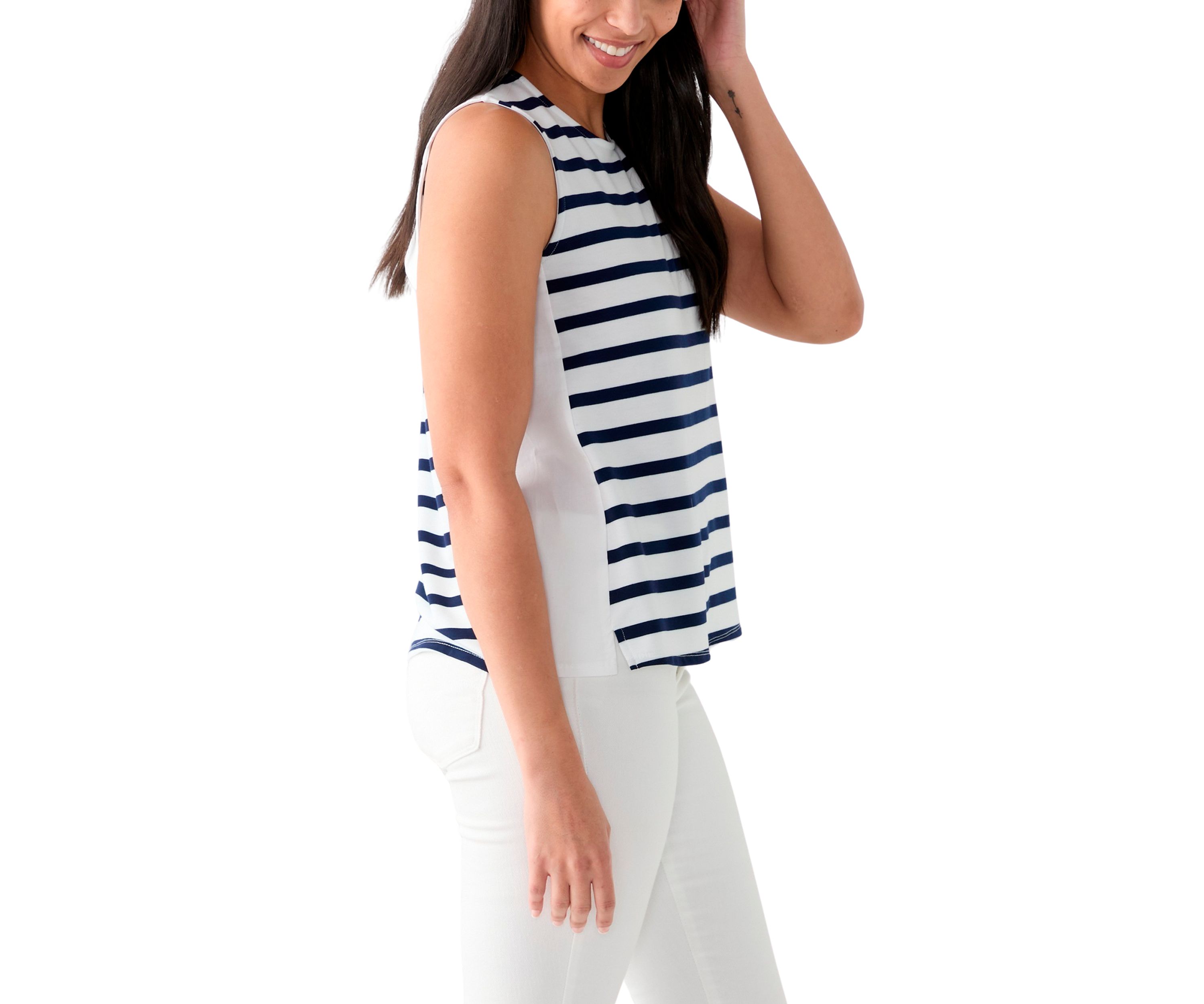 Womens Sleeveless Striped Baby Terry Tank Top