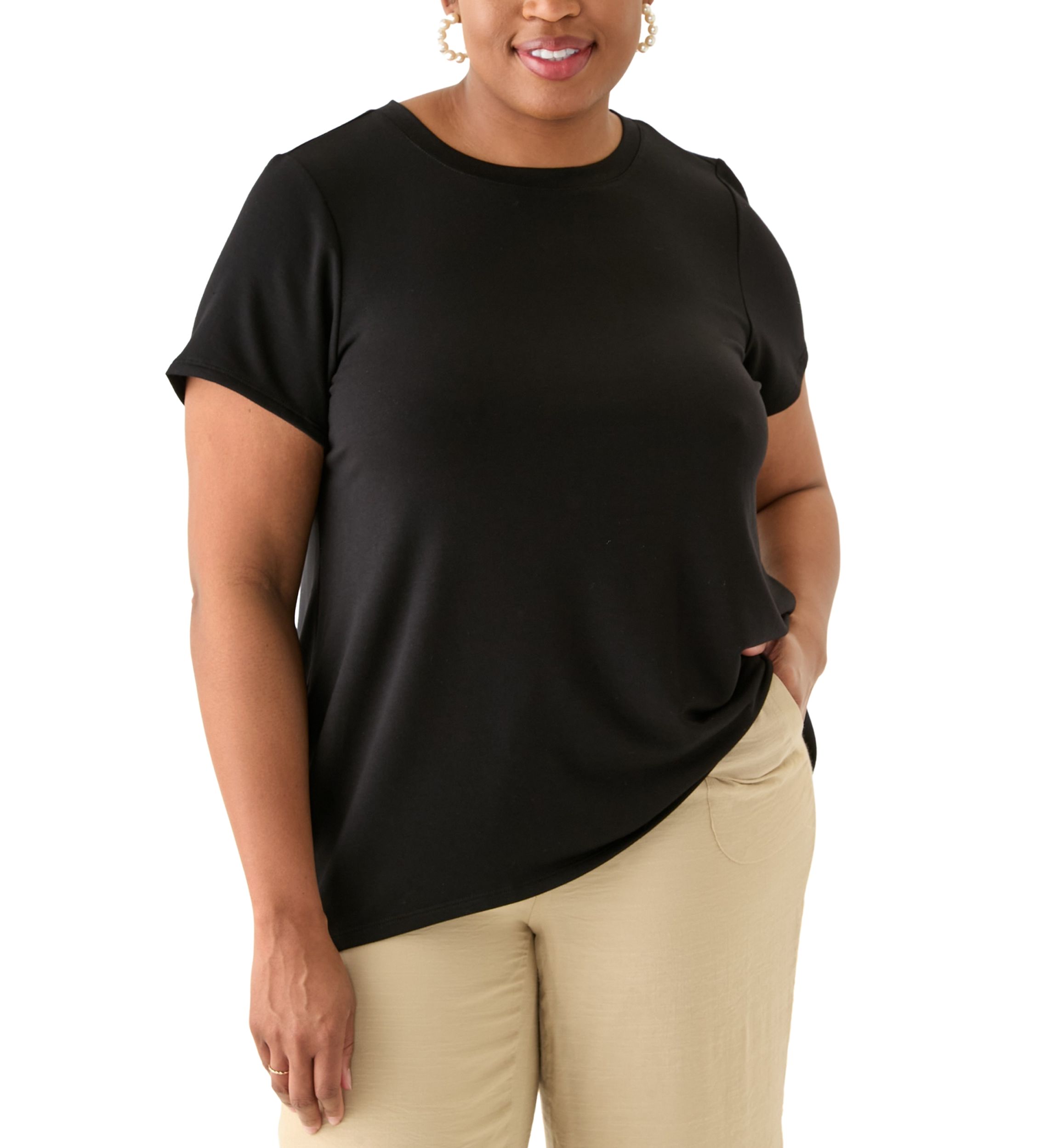 Plus Size Short Sleeve Pleat Back T-Shirt