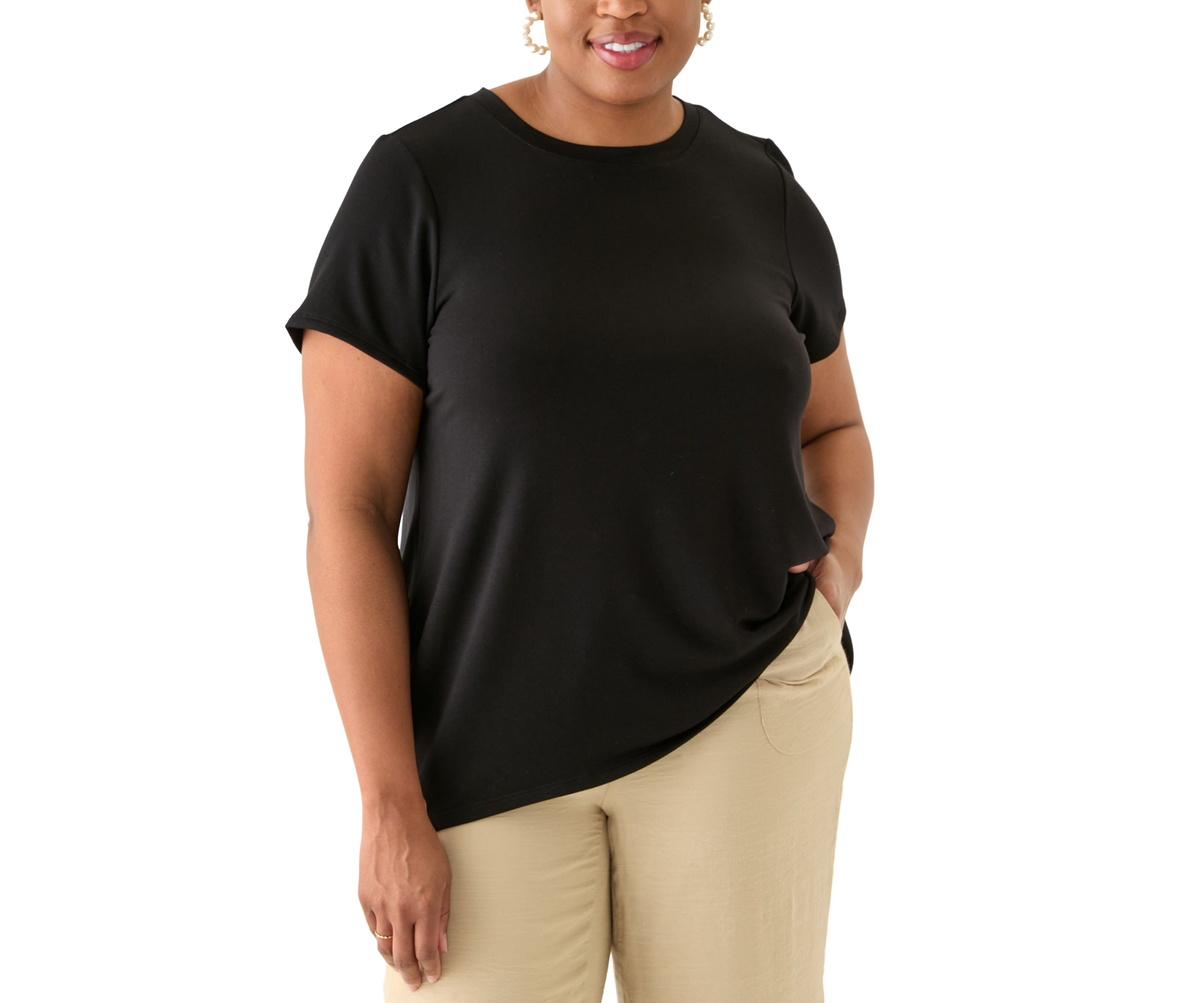 Plus Size Short Sleeve Pleat Back T-Shirt