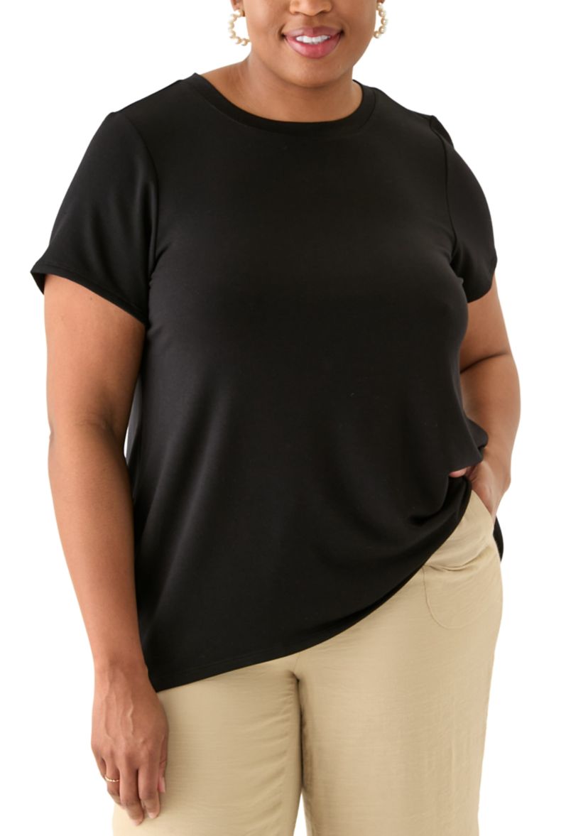 Plus Size Short Sleeve Pleat Back T-Shirt