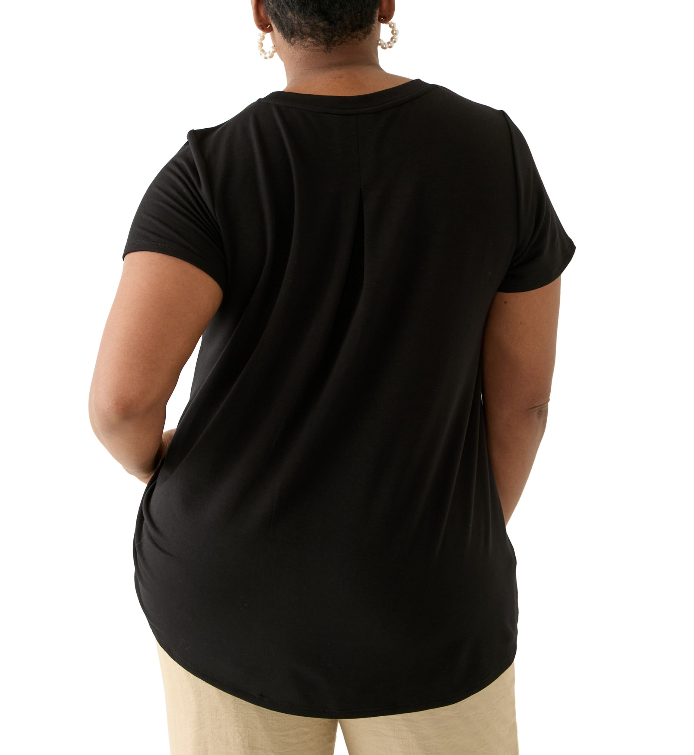 Plus Size Short Sleeve Pleat Back T-Shirt