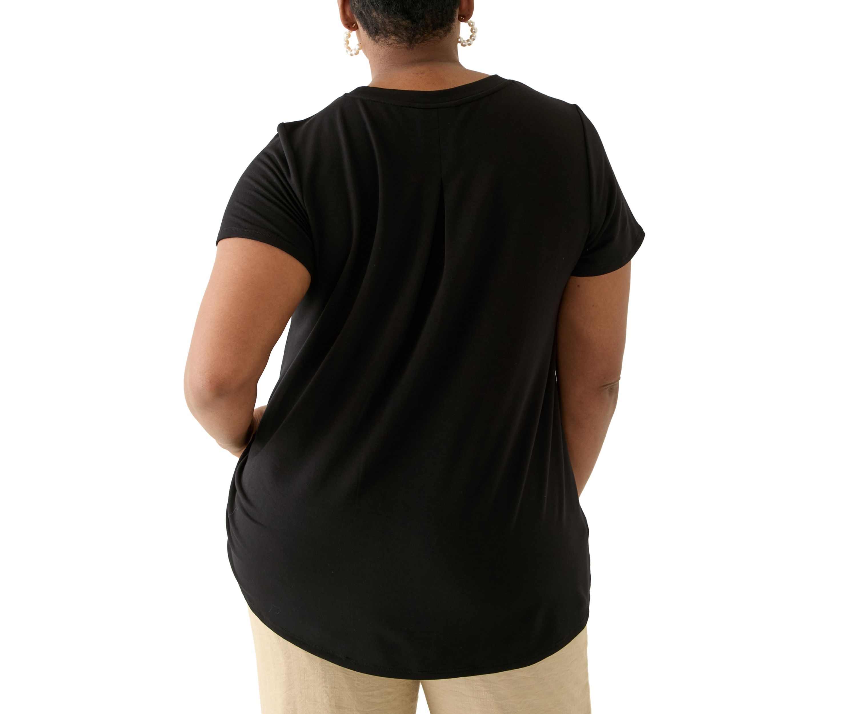Plus Size Short Sleeve Pleat Back T-Shirt