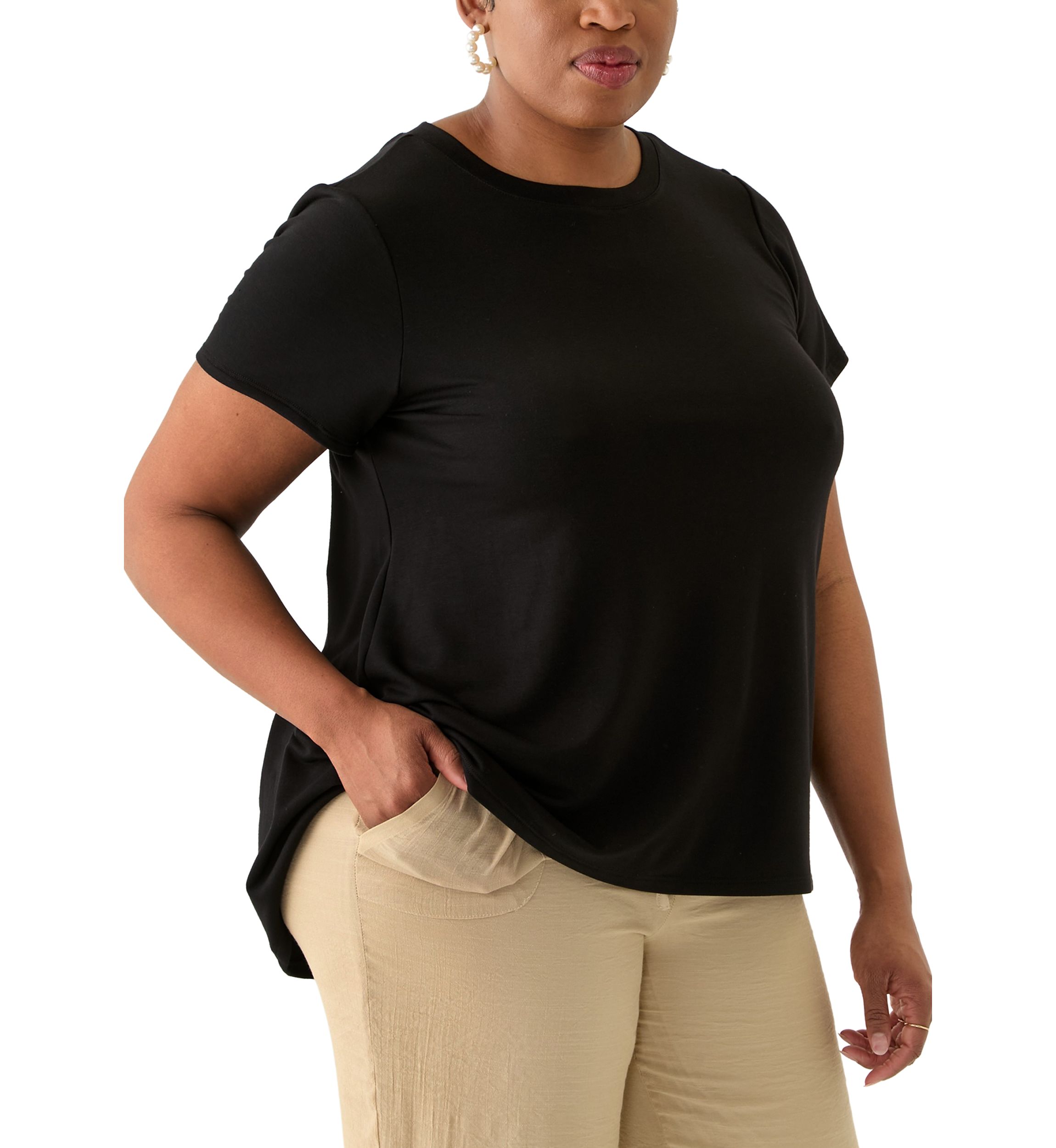 Plus Size Short Sleeve Pleat Back T-Shirt