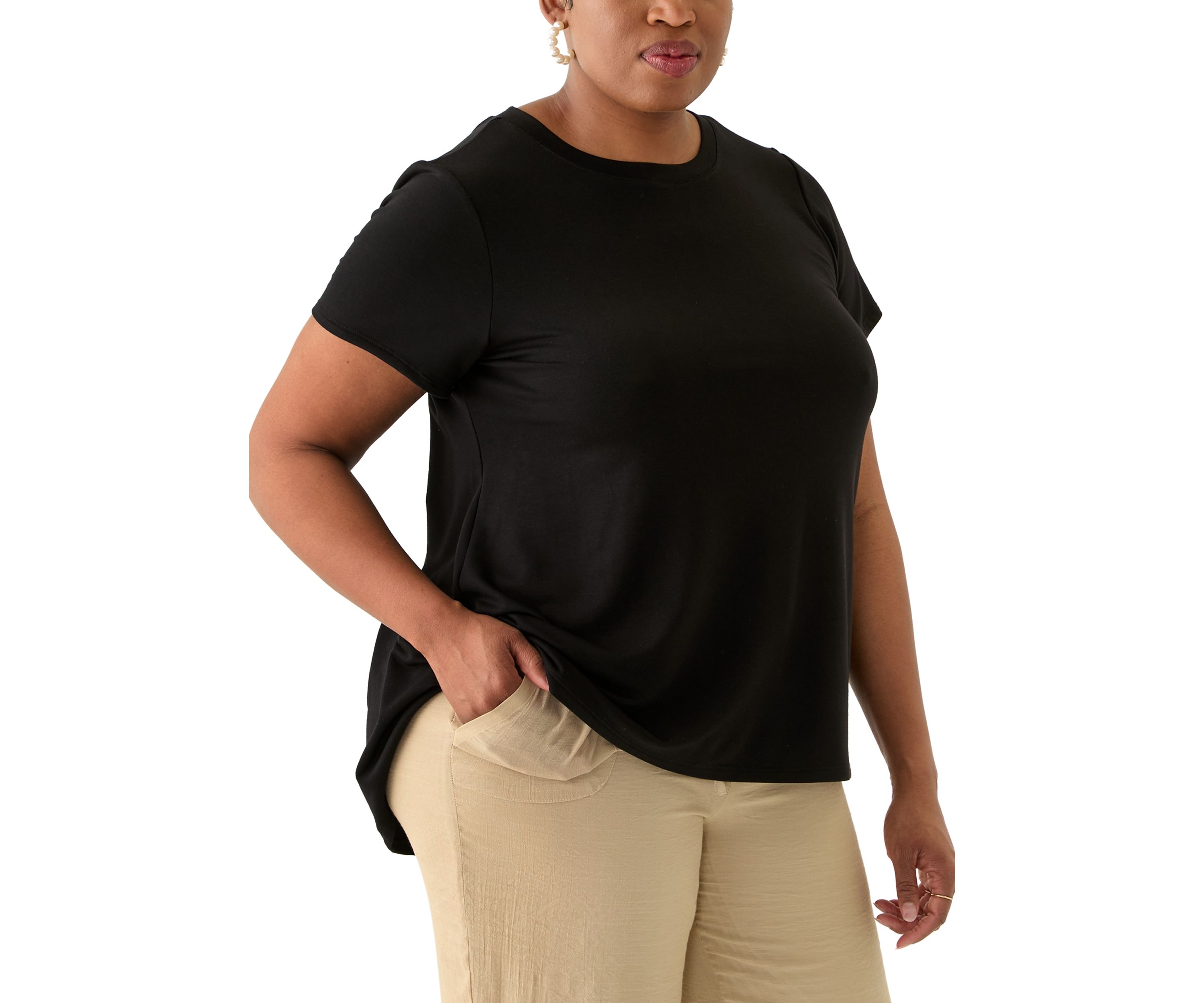 Plus Size Short Sleeve Pleat Back T-Shirt