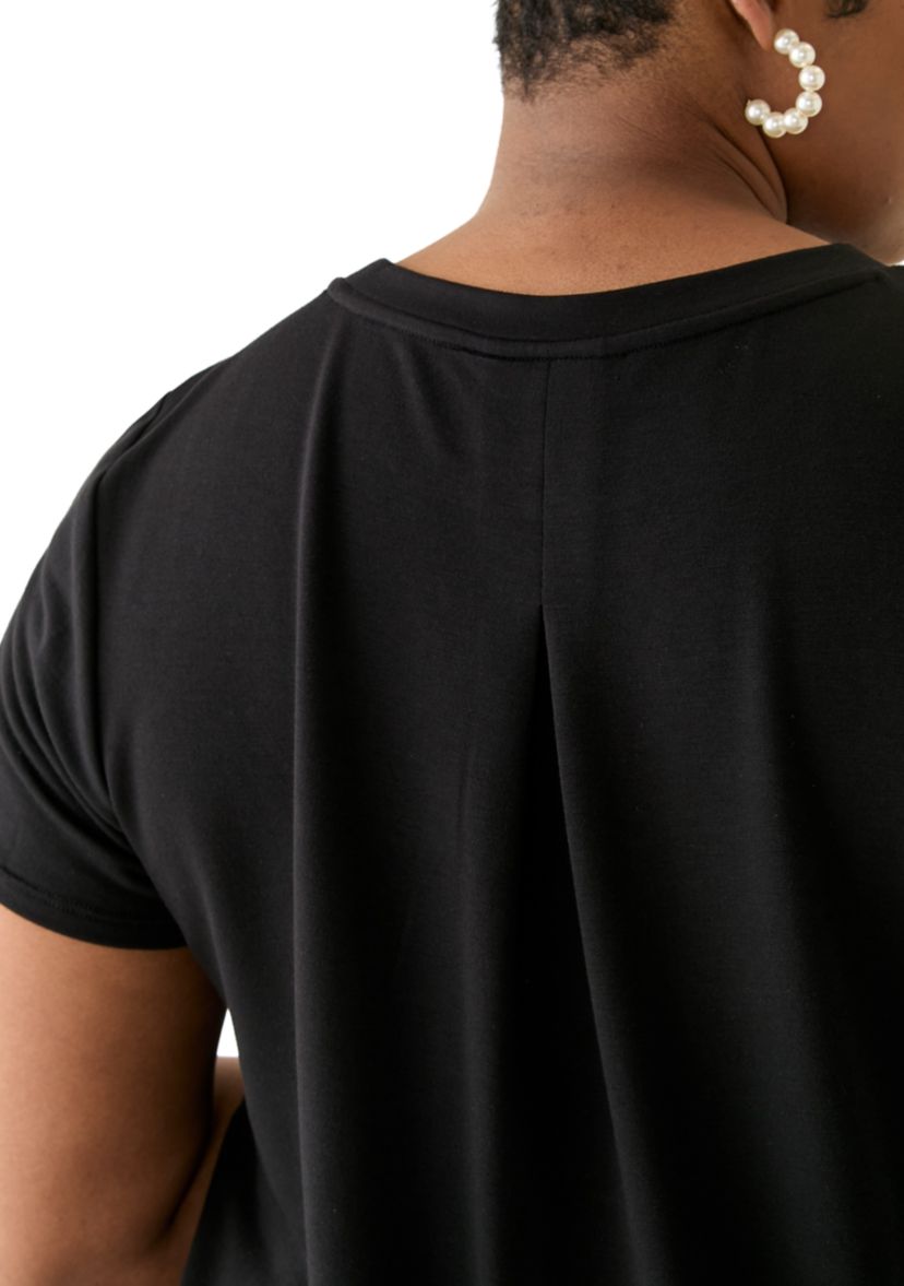 Plus Size Short Sleeve Pleat Back T-Shirt