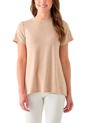 Crown & Ivy Women's Solid Baby Terry T-Shirt, Beige, XXL
