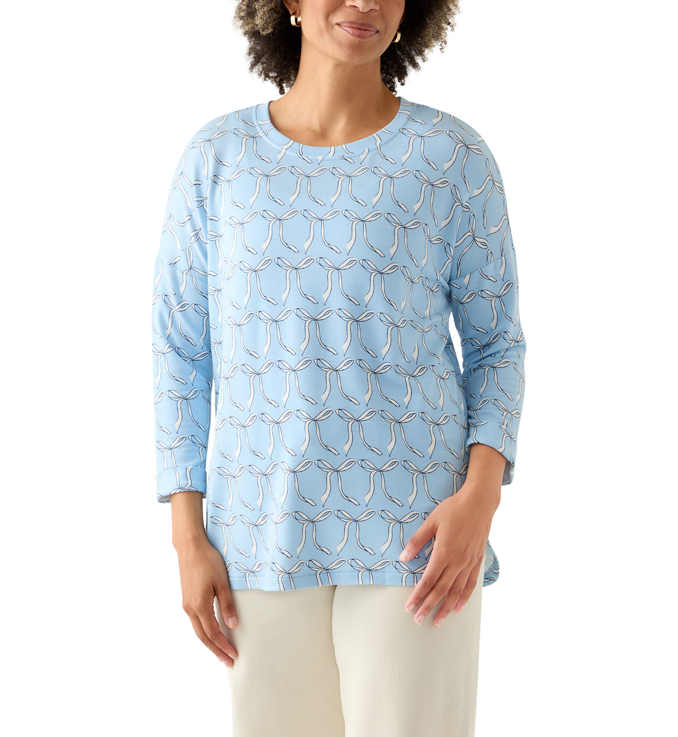 Womens 3/4 Printed Baby Terry Shirt