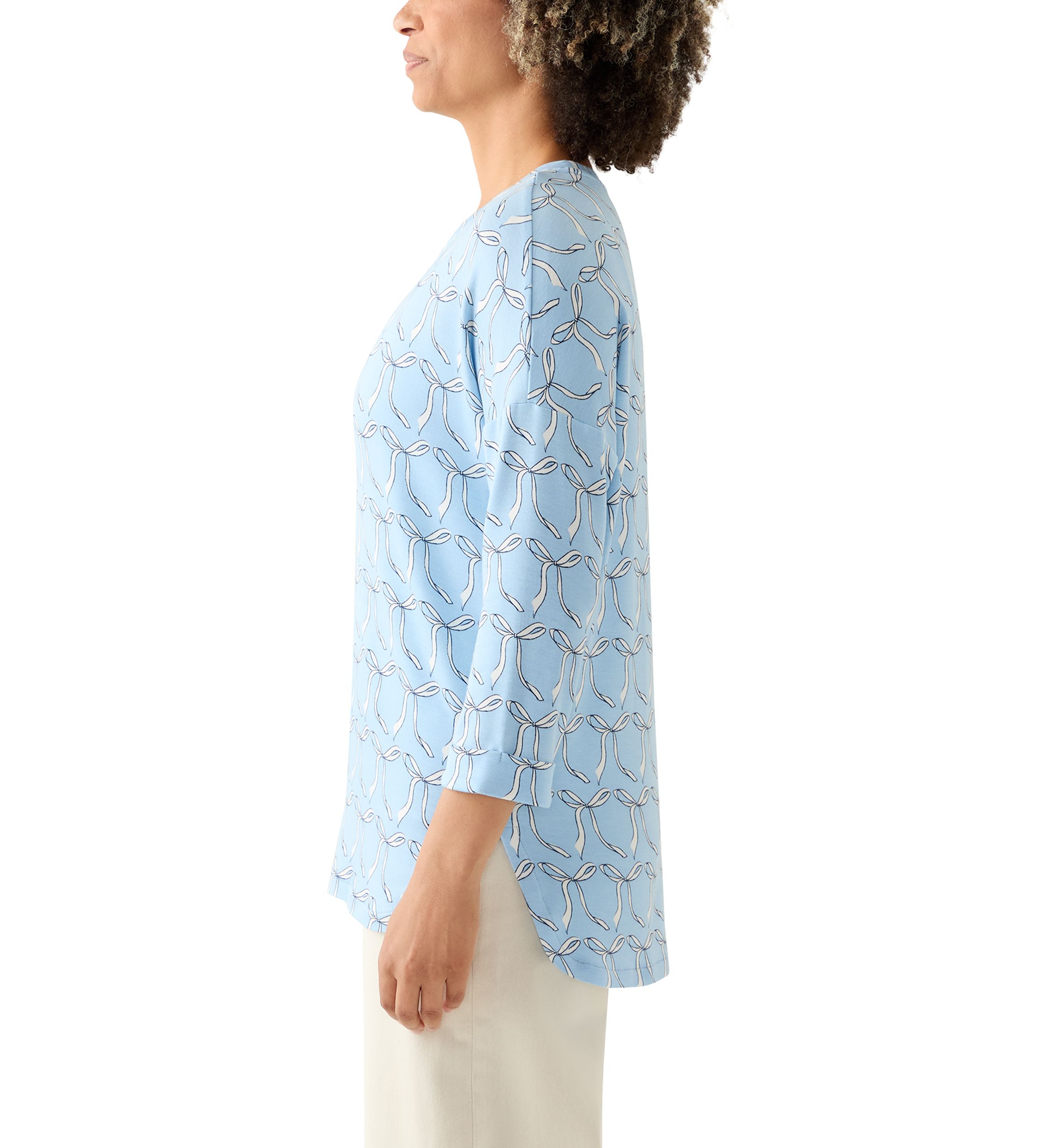 Womens 3/4 Printed Baby Terry Shirt