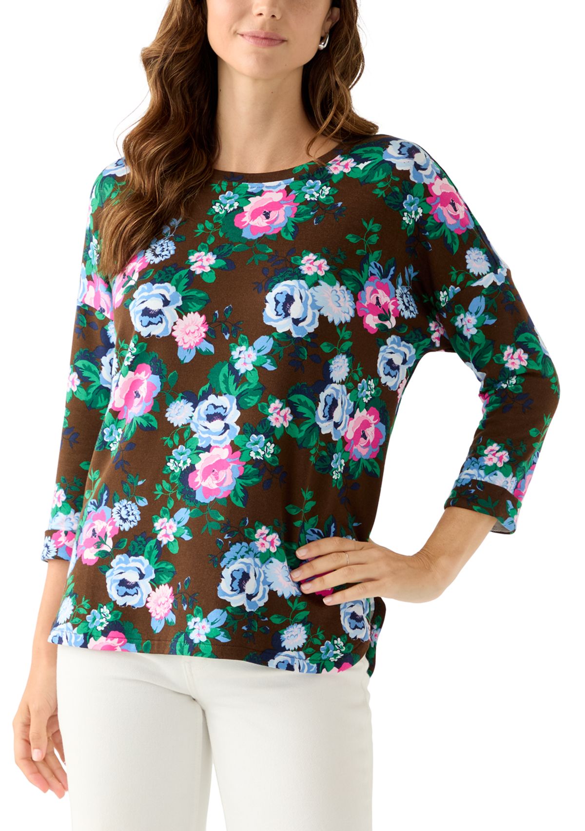 Womens 3/4 Printed Baby Terry T-Shirt