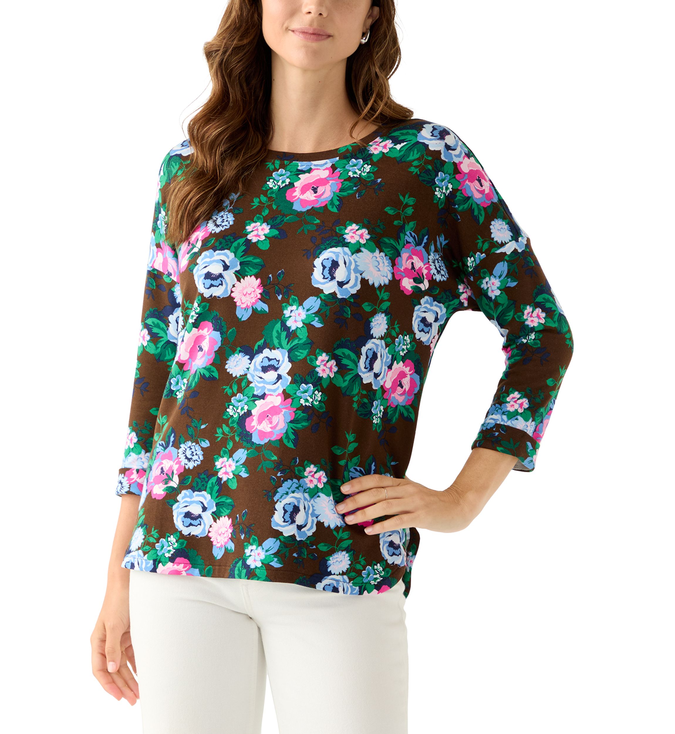 Womens 3/4 Printed Baby Terry T-Shirt