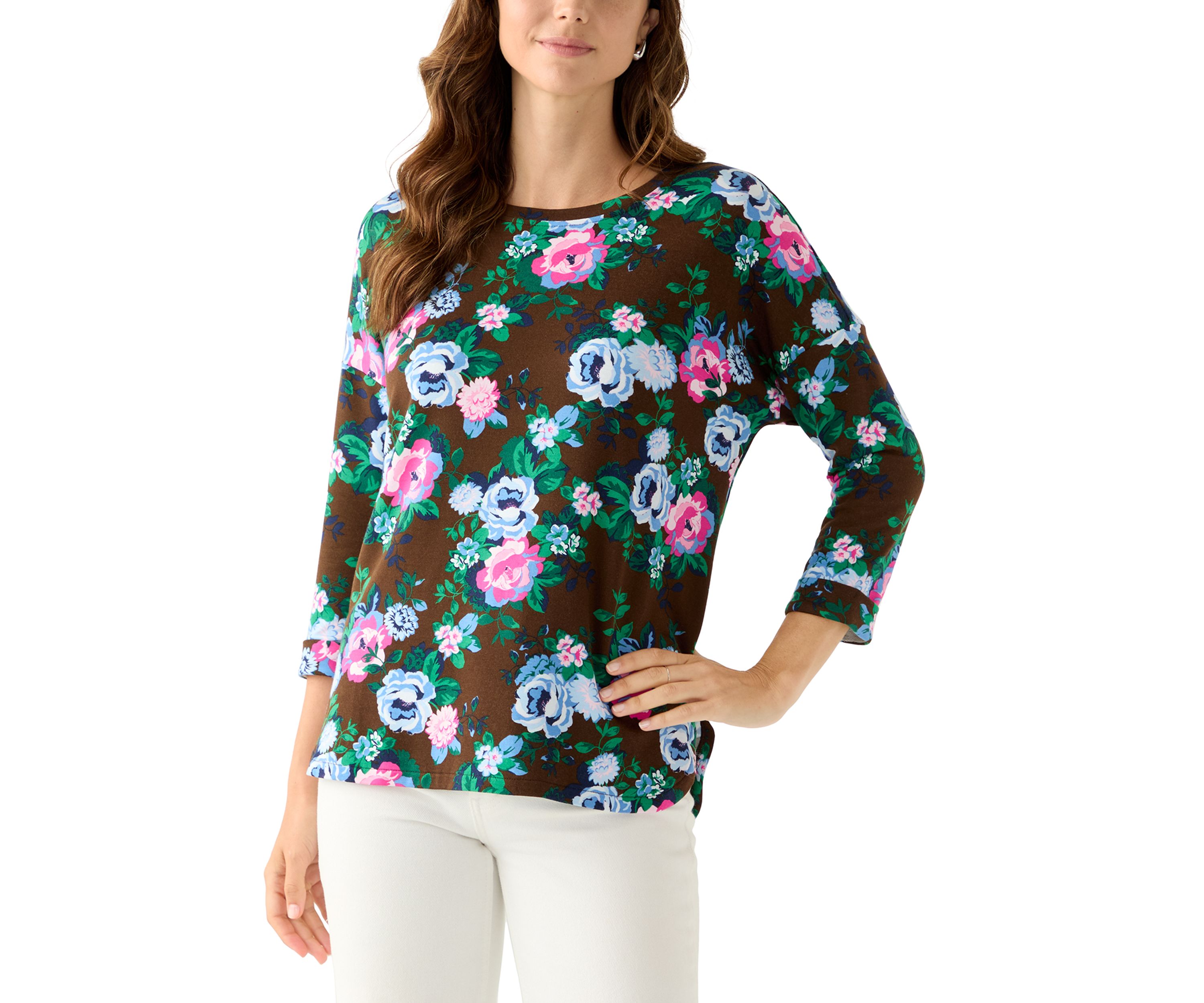 Womens 3/4 Printed Baby Terry T-Shirt