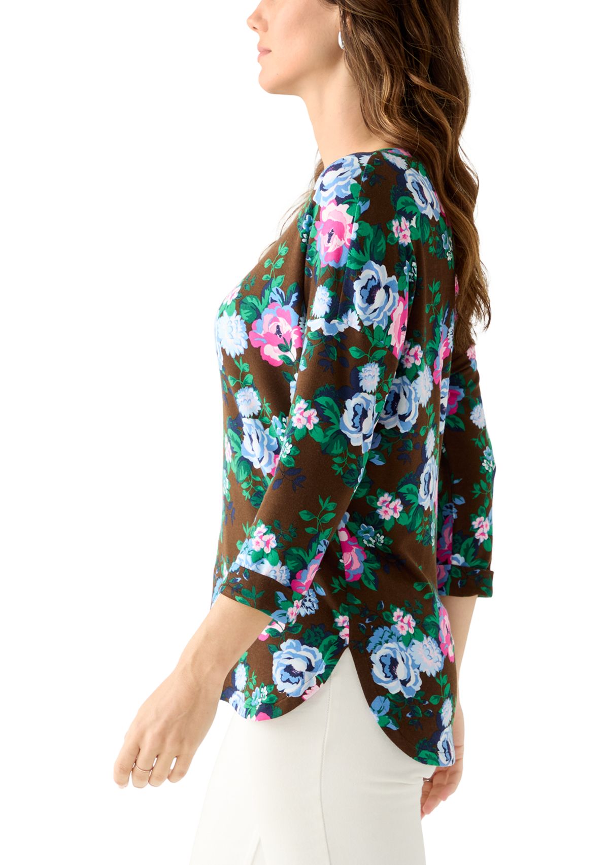 Womens 3/4 Printed Baby Terry T-Shirt