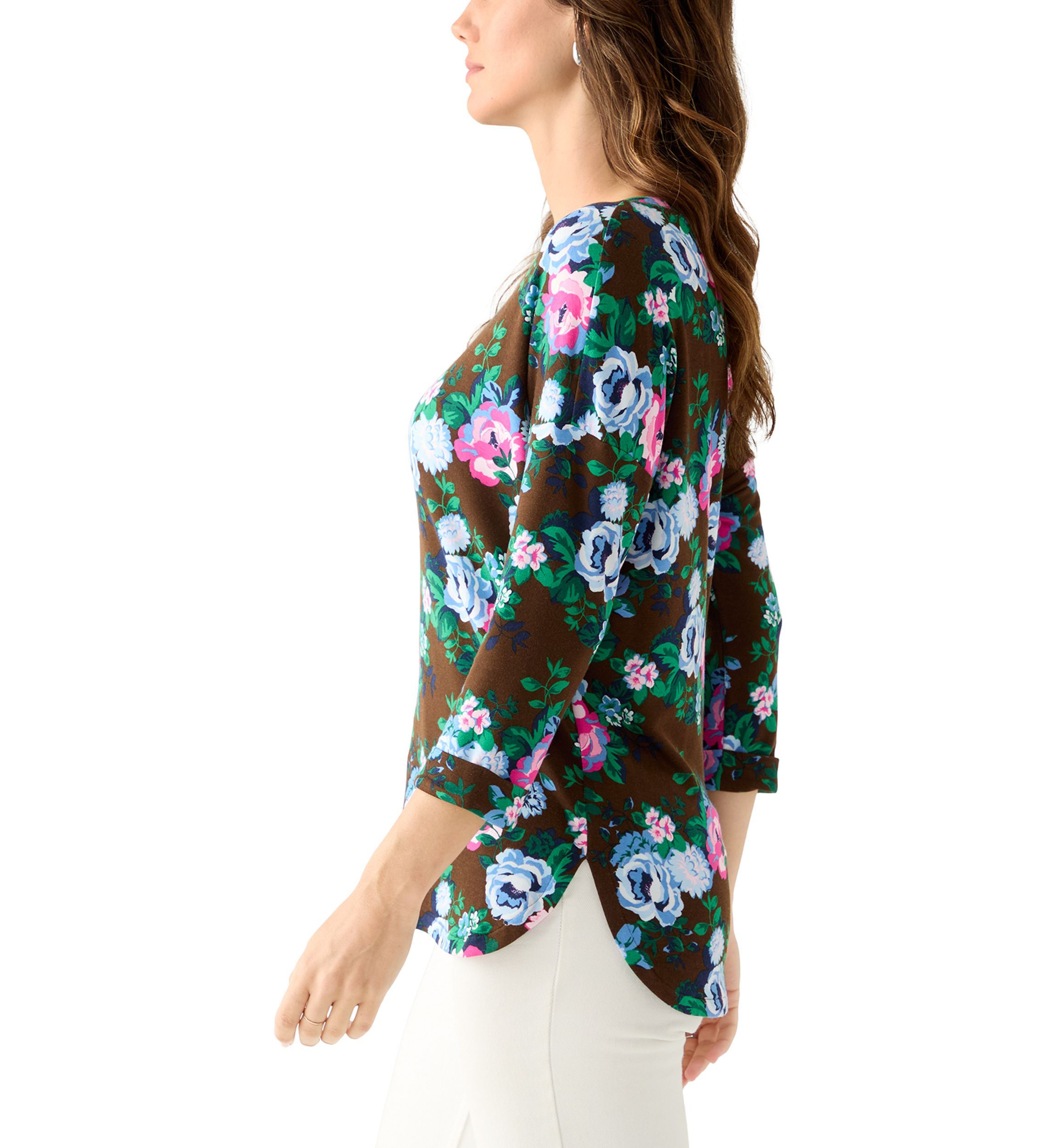 Womens 3/4 Printed Baby Terry T-Shirt