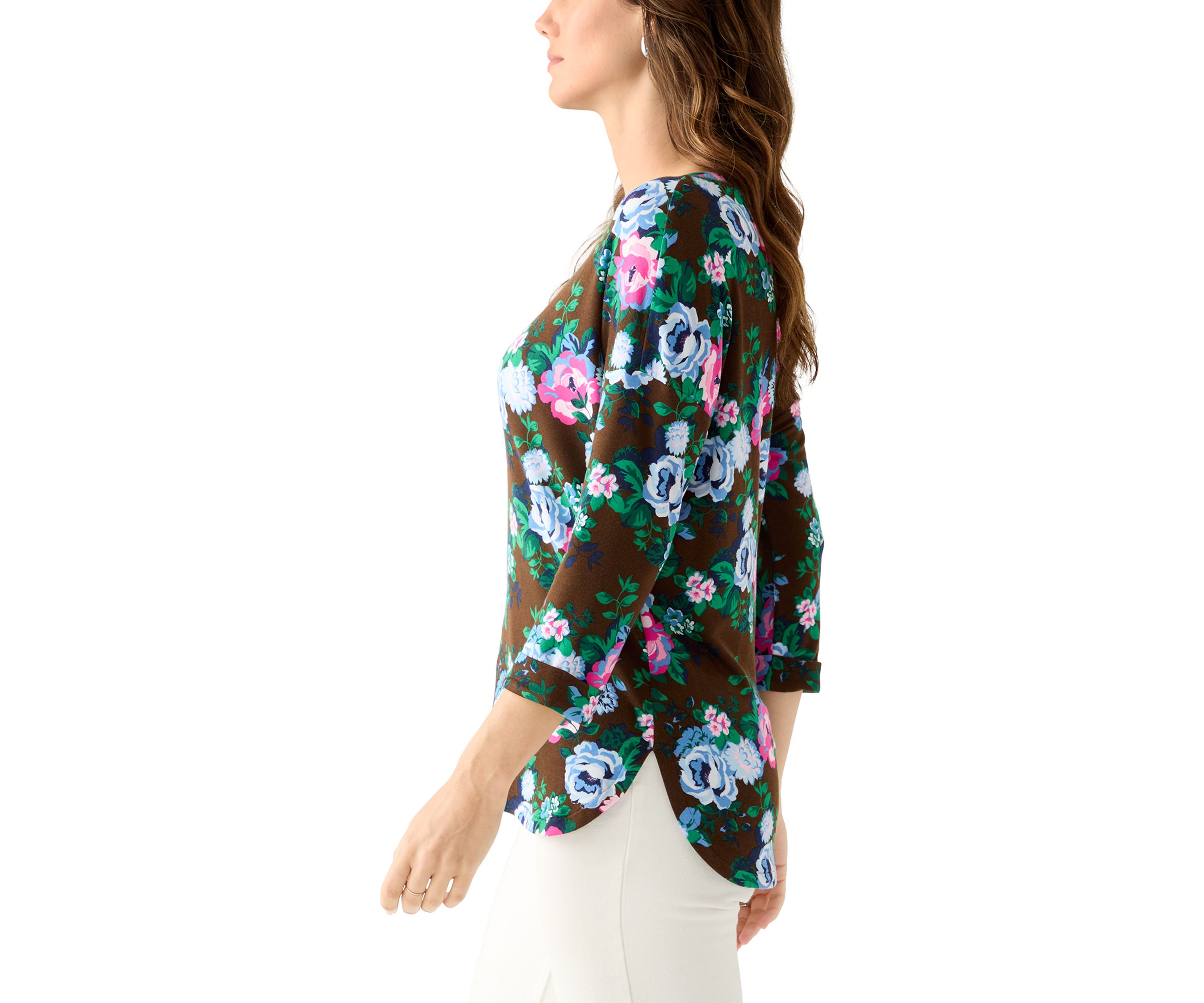 Womens 3/4 Printed Baby Terry T-Shirt