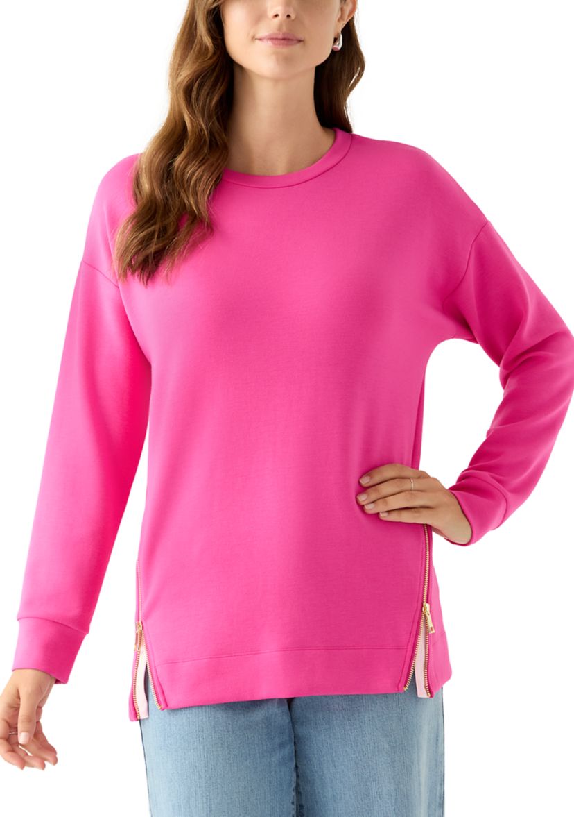 Womens Side Zip Crew Neck Tunic
