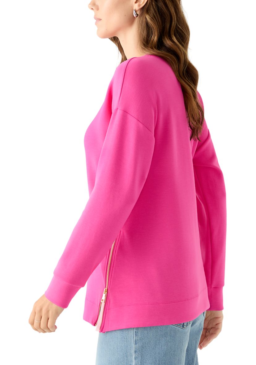 Womens Side Zip Crew Neck Tunic