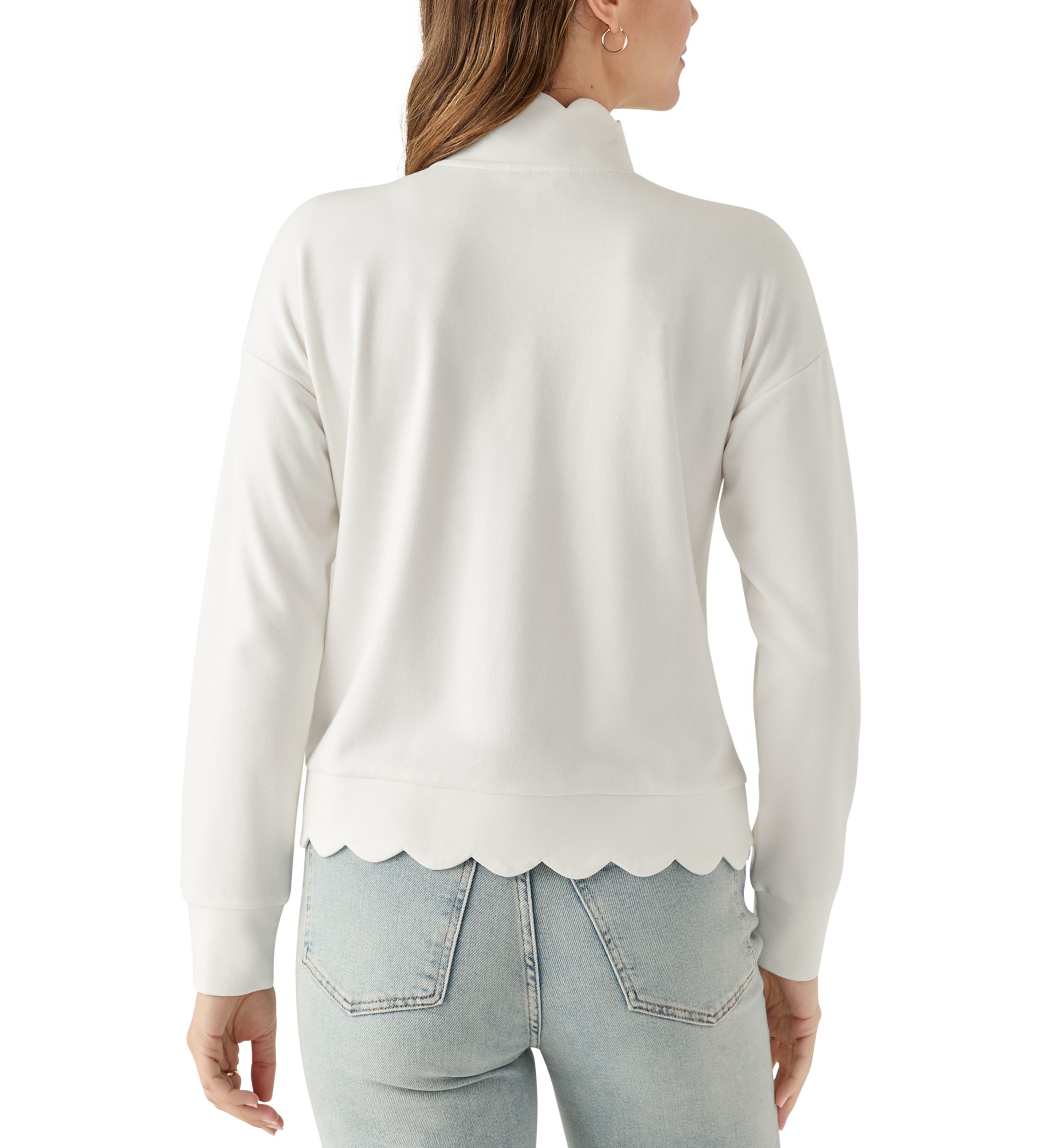 Womens Scalloped Hem Sweatshirt