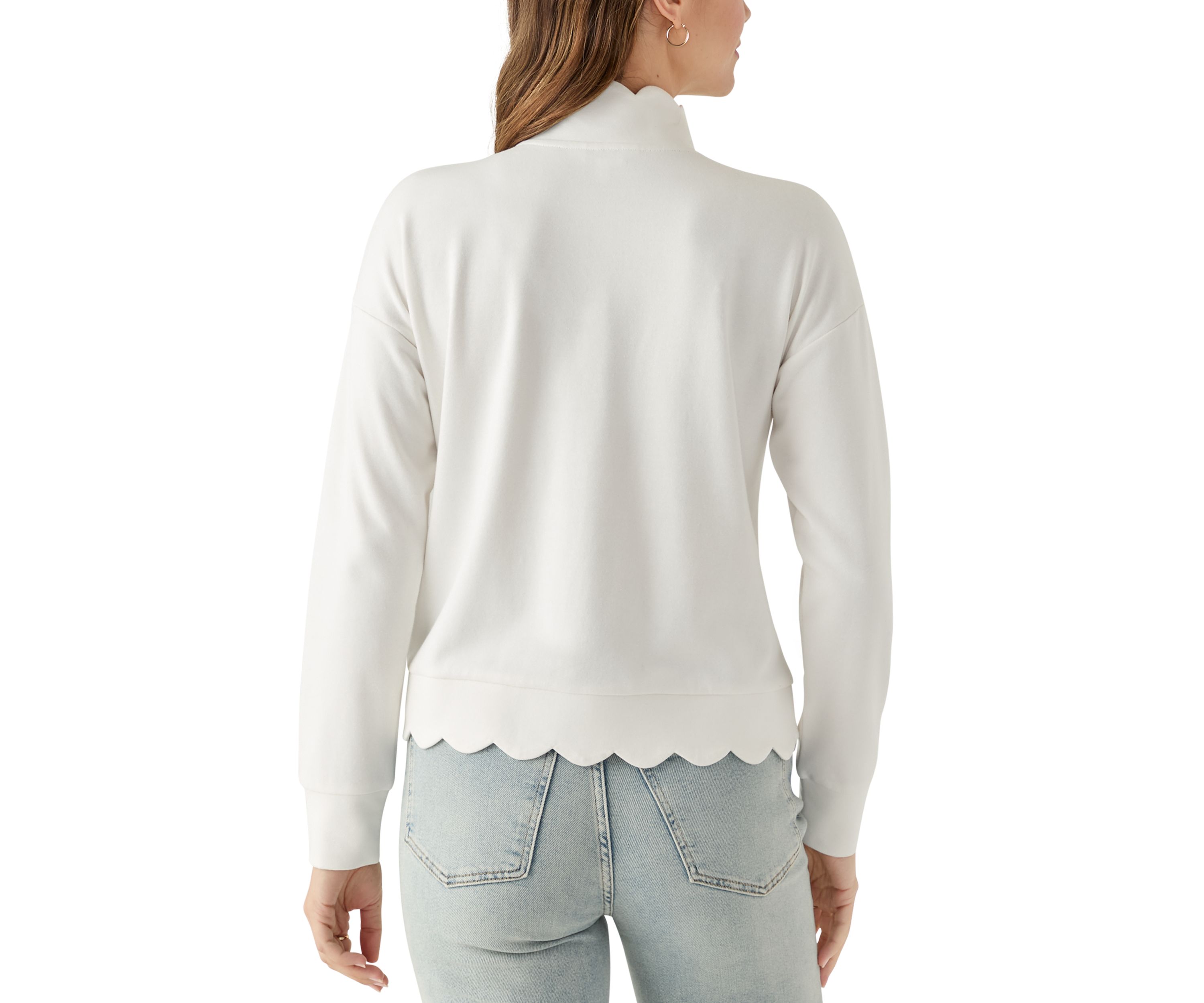 Womens Scalloped Hem Sweatshirt