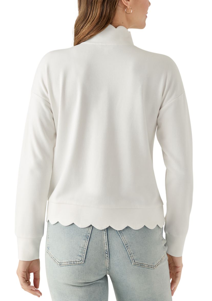 Womens Scalloped Hem Sweatshirt