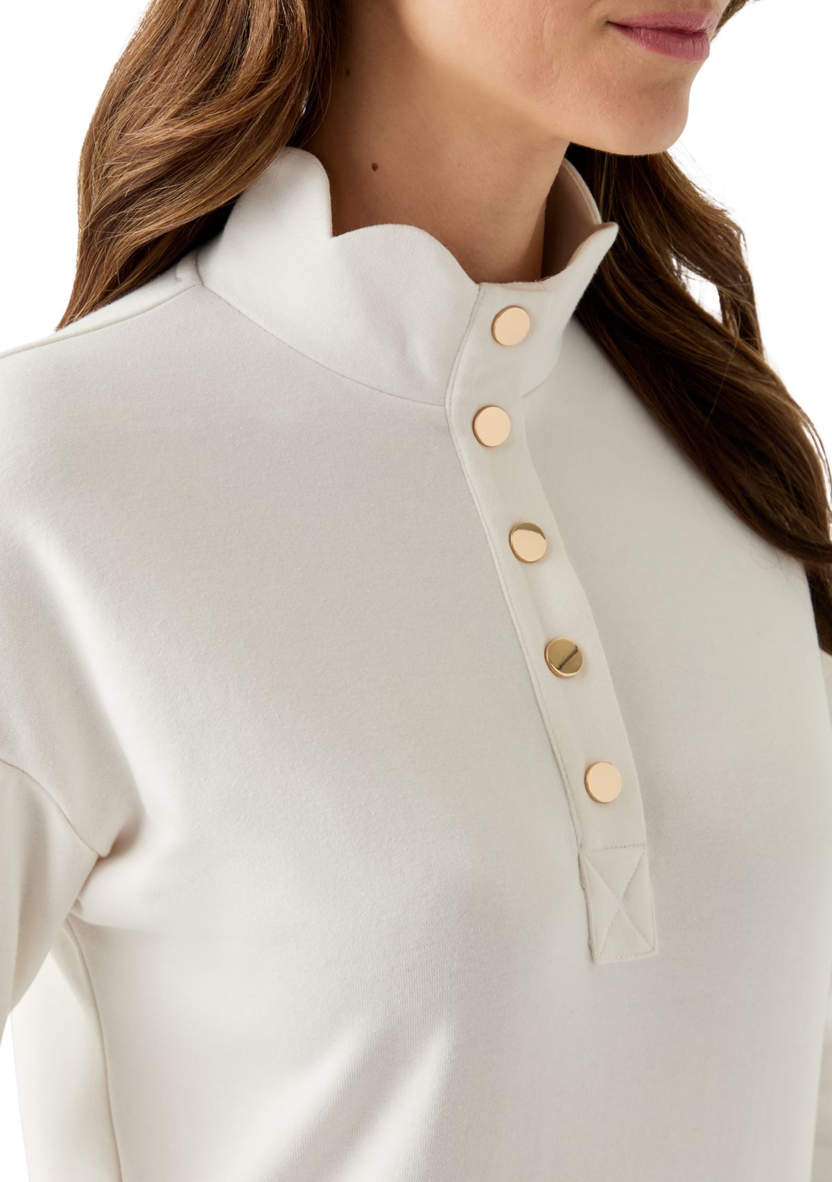 Womens Scalloped Hem Sweatshirt