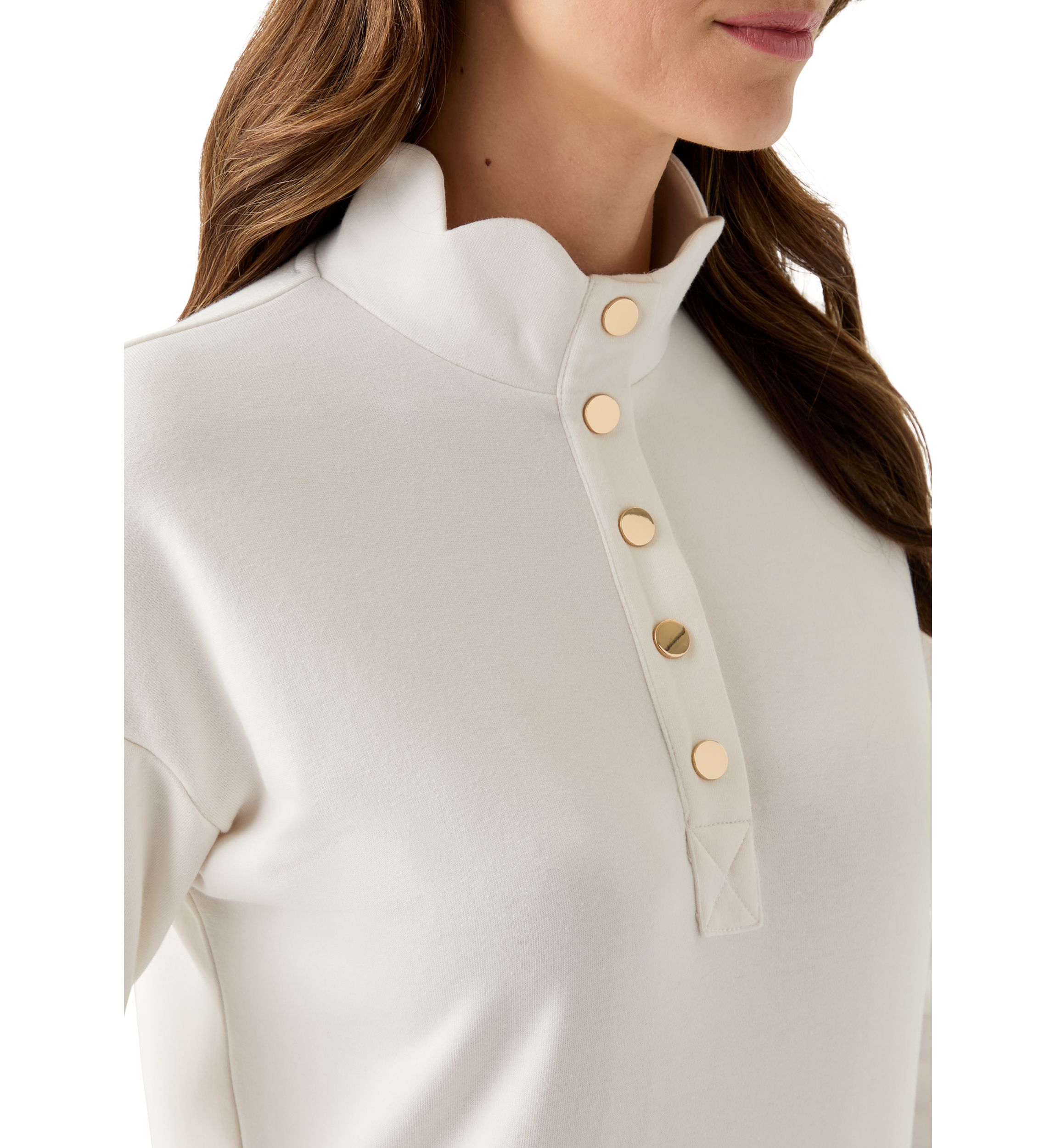 Womens Scalloped Hem Sweatshirt