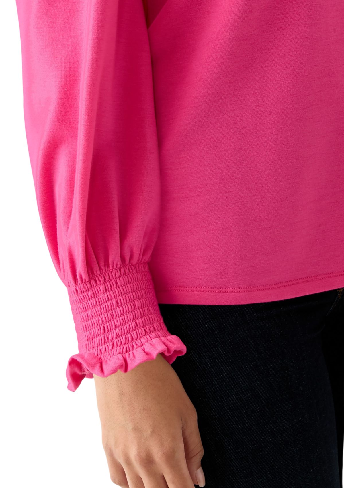 Womens Smocked Sleeve Baby Terry T-Shirt