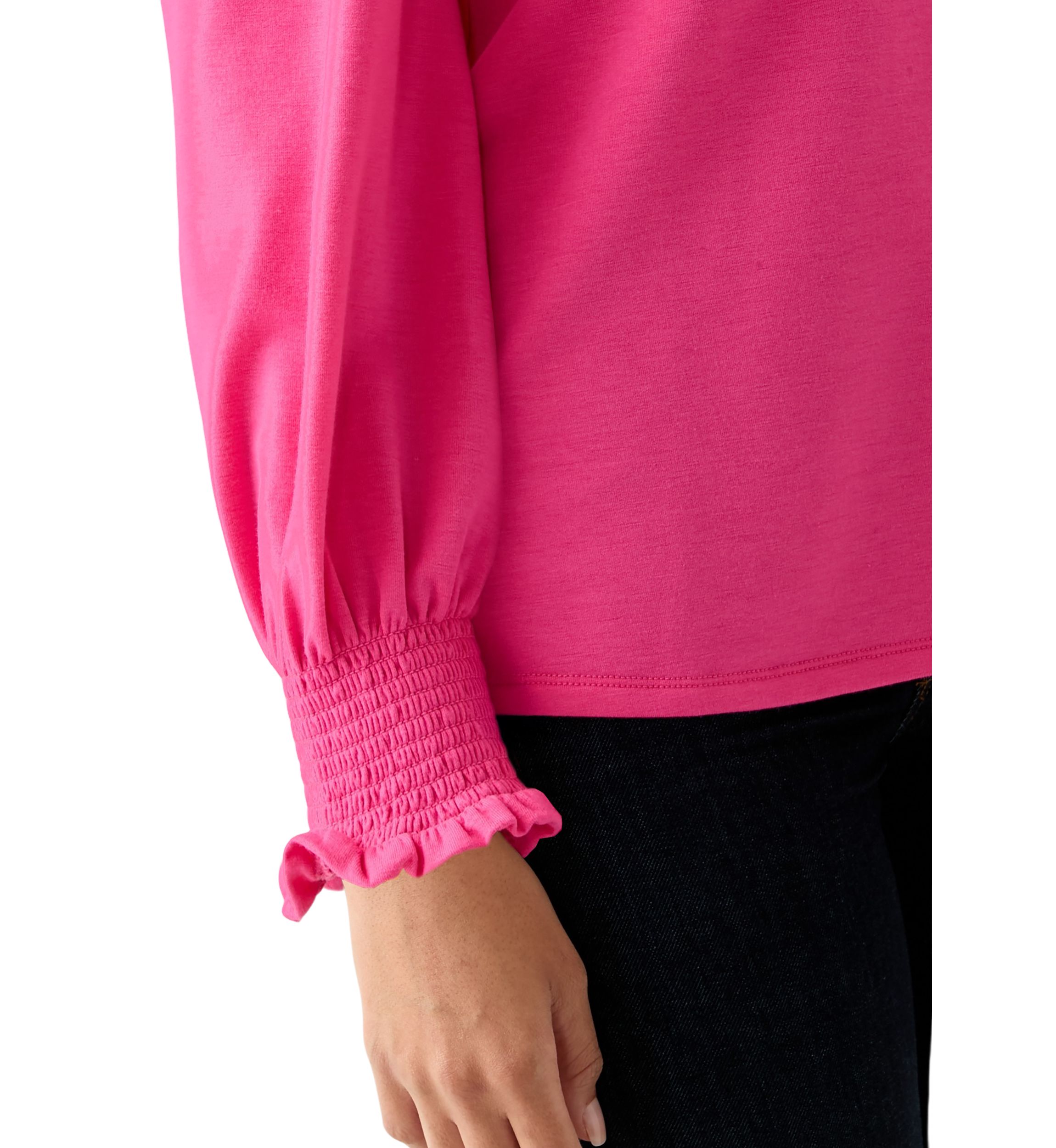 Womens Smocked Sleeve Baby Terry T-Shirt
