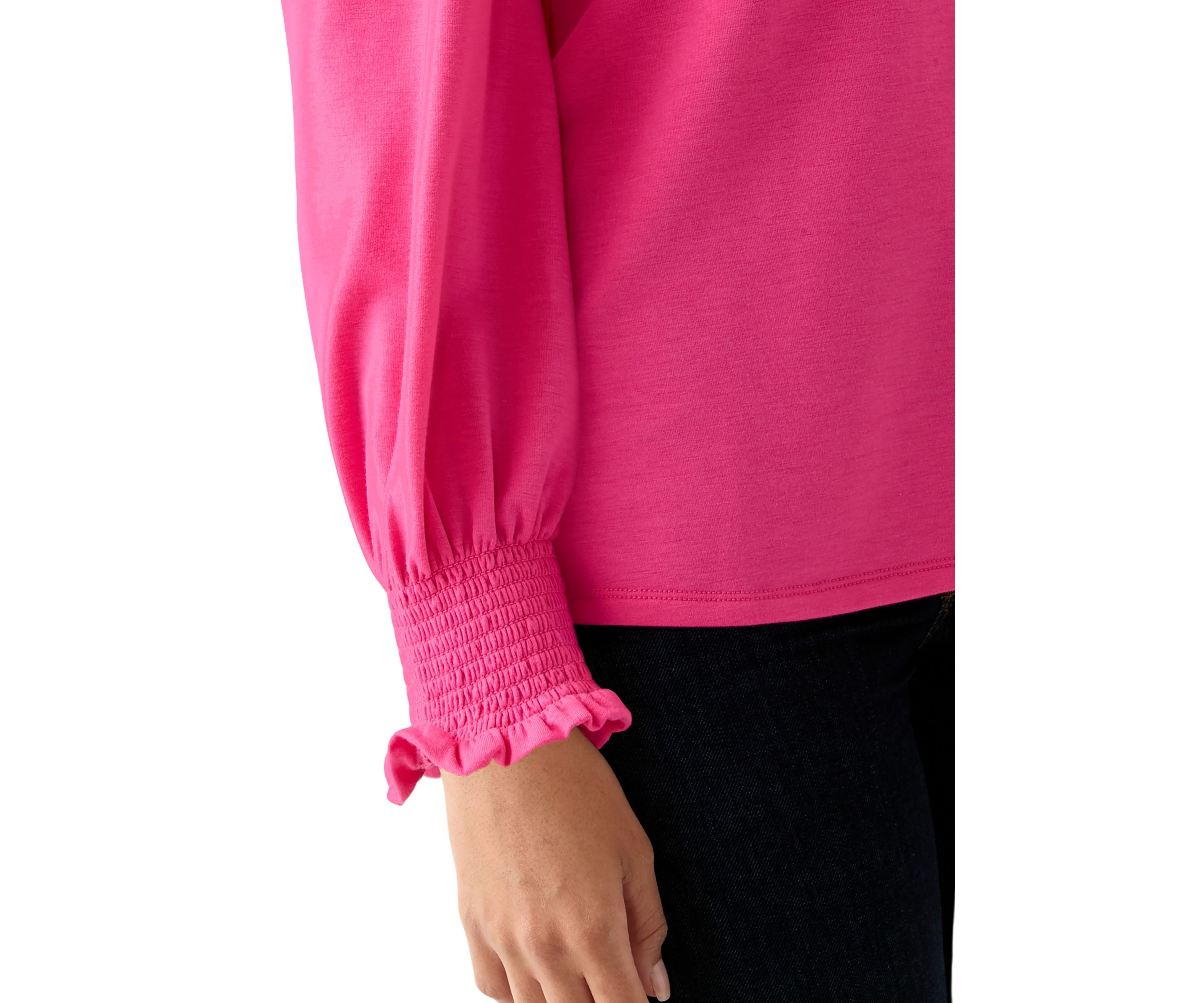 Womens Smocked Sleeve Baby Terry T-Shirt