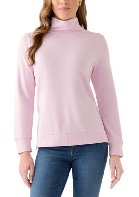 Crown & Ivy Women's Brushed Back Cowl Neck Pullover Top, Pink, Medium