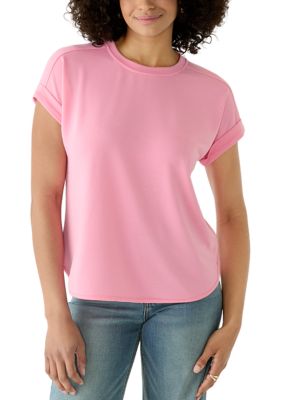 Crown & Ivy Women's Short Sleeve Crew Neck T-Shirt, Pink, Small