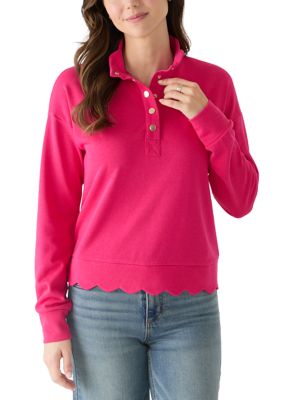 Crown & Ivy Women's Petite Scallop Hem Sweatshirt