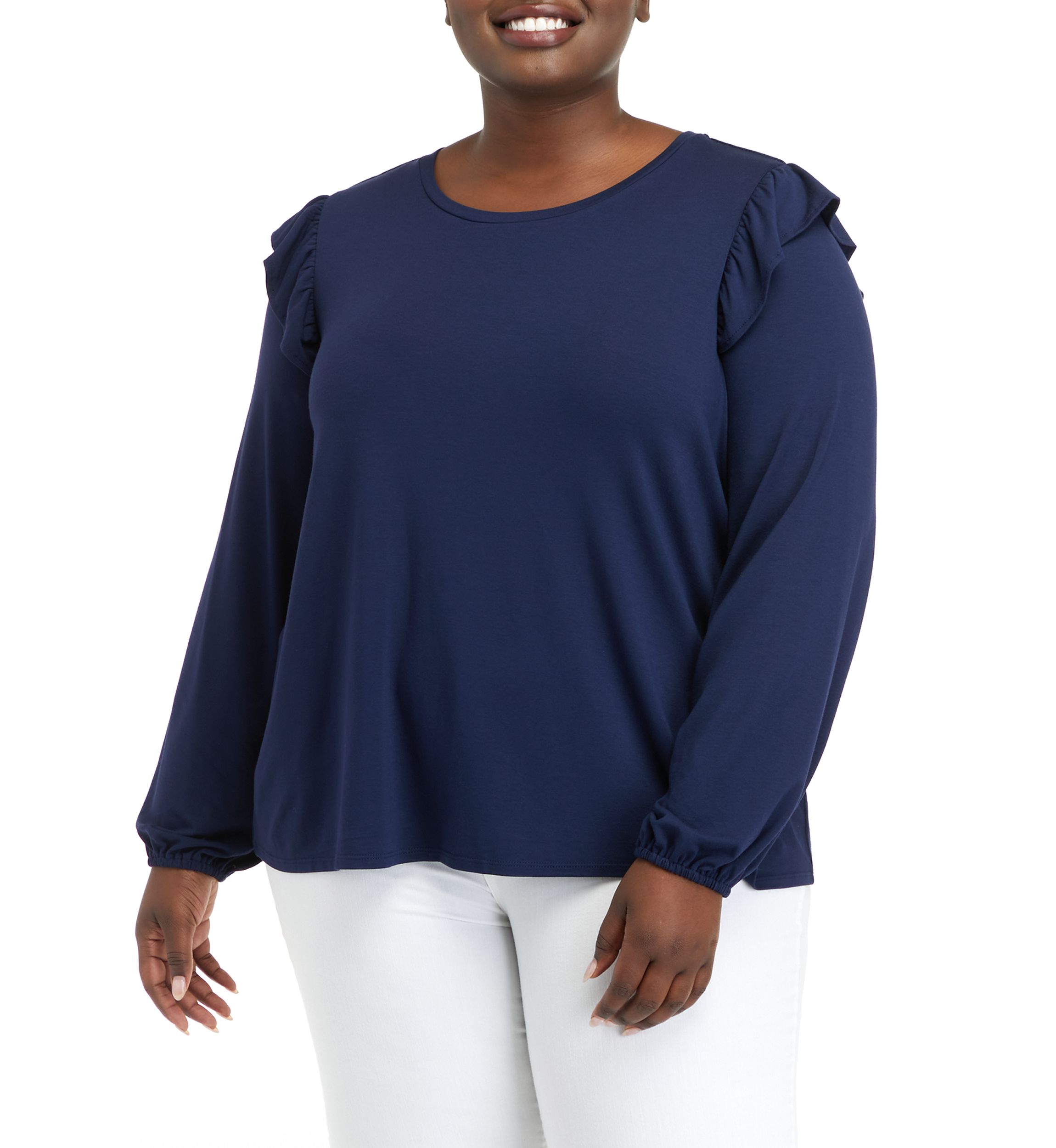Plus Size Long Sleeve Julianna Ruffle Sleeve Top